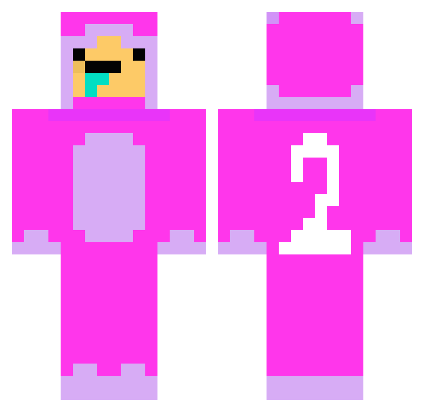 Compromising Minecraft skin, front and back view