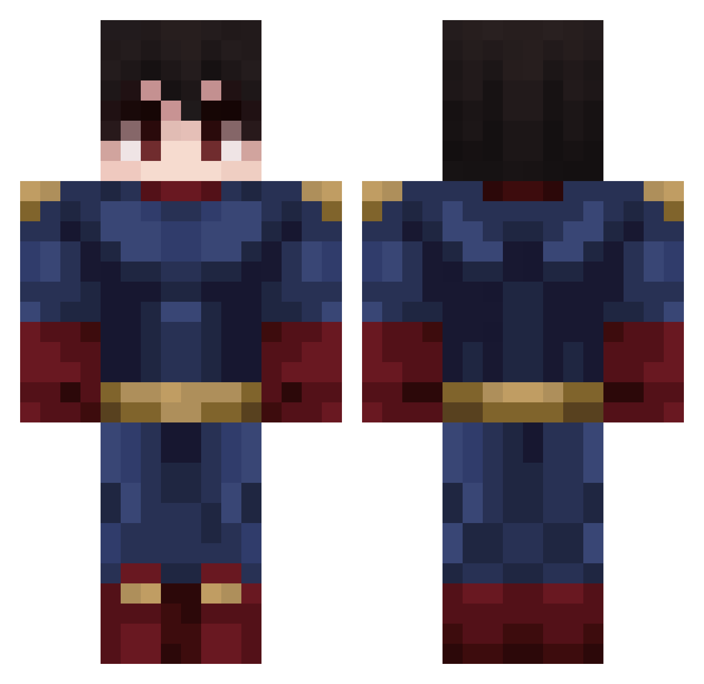 NotDollar Minecraft skin, front and back view