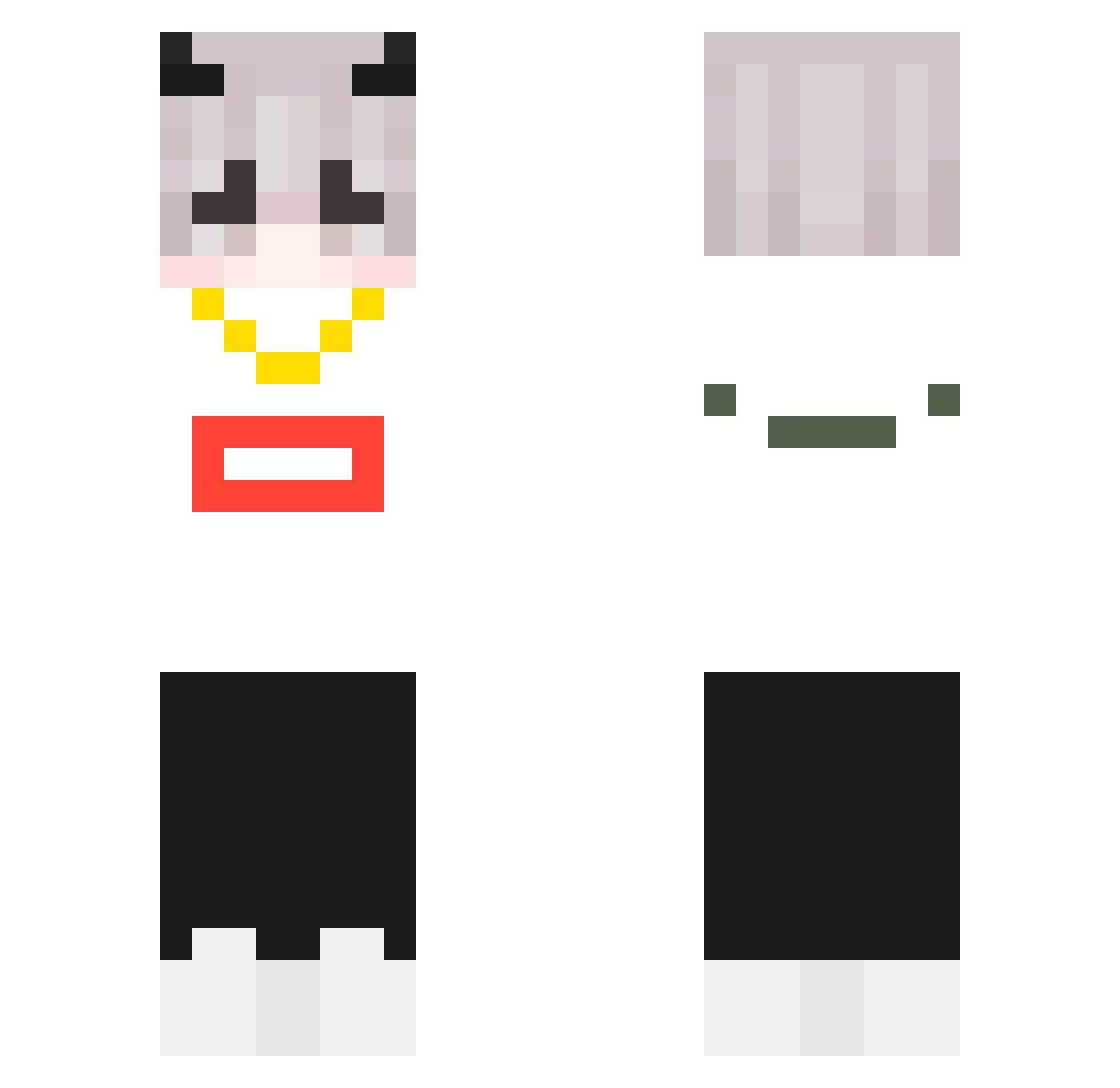 MeowboiXD Minecraft skin, front and back view