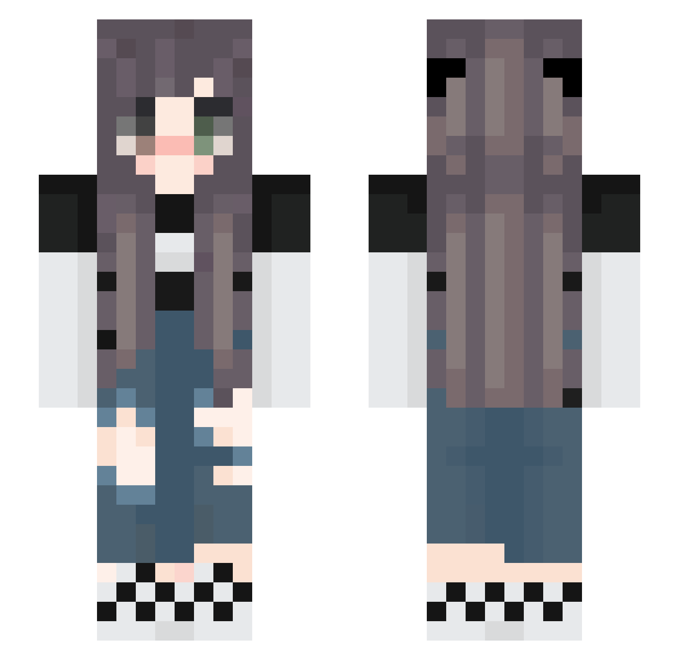 saddlethepig Minecraft skin, front and back view