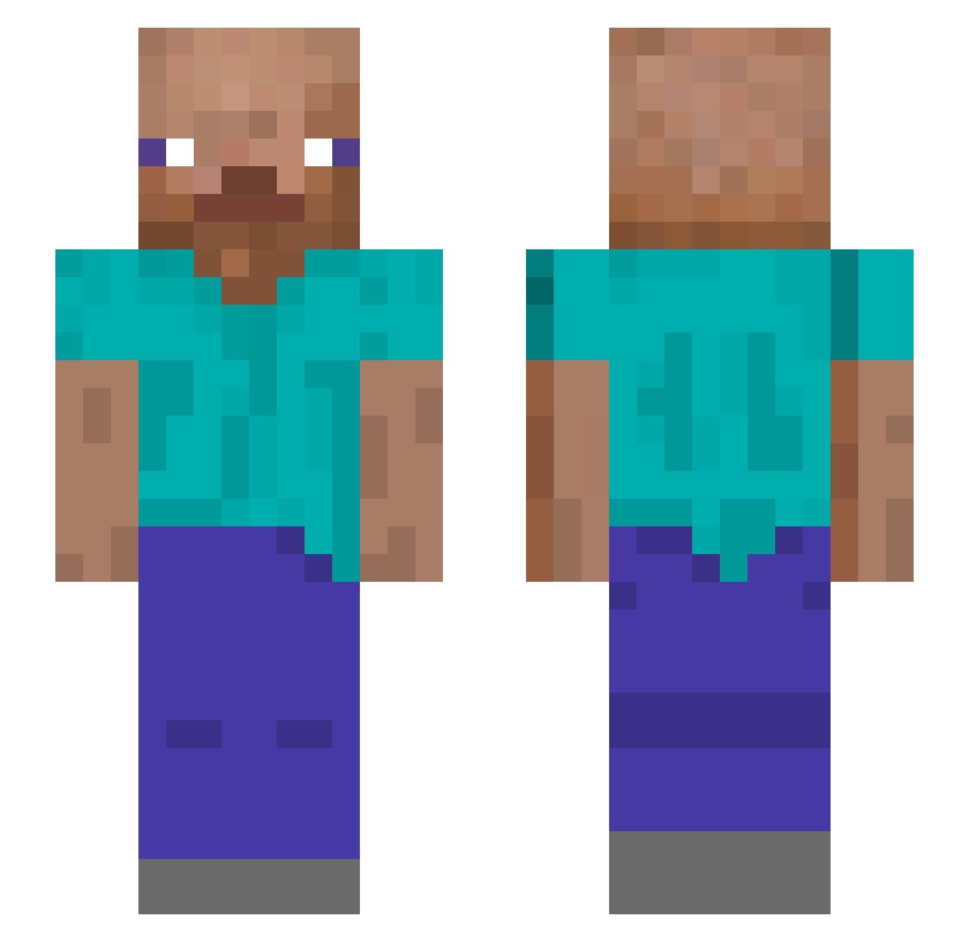 Gaou Minecraft skin, front and back view