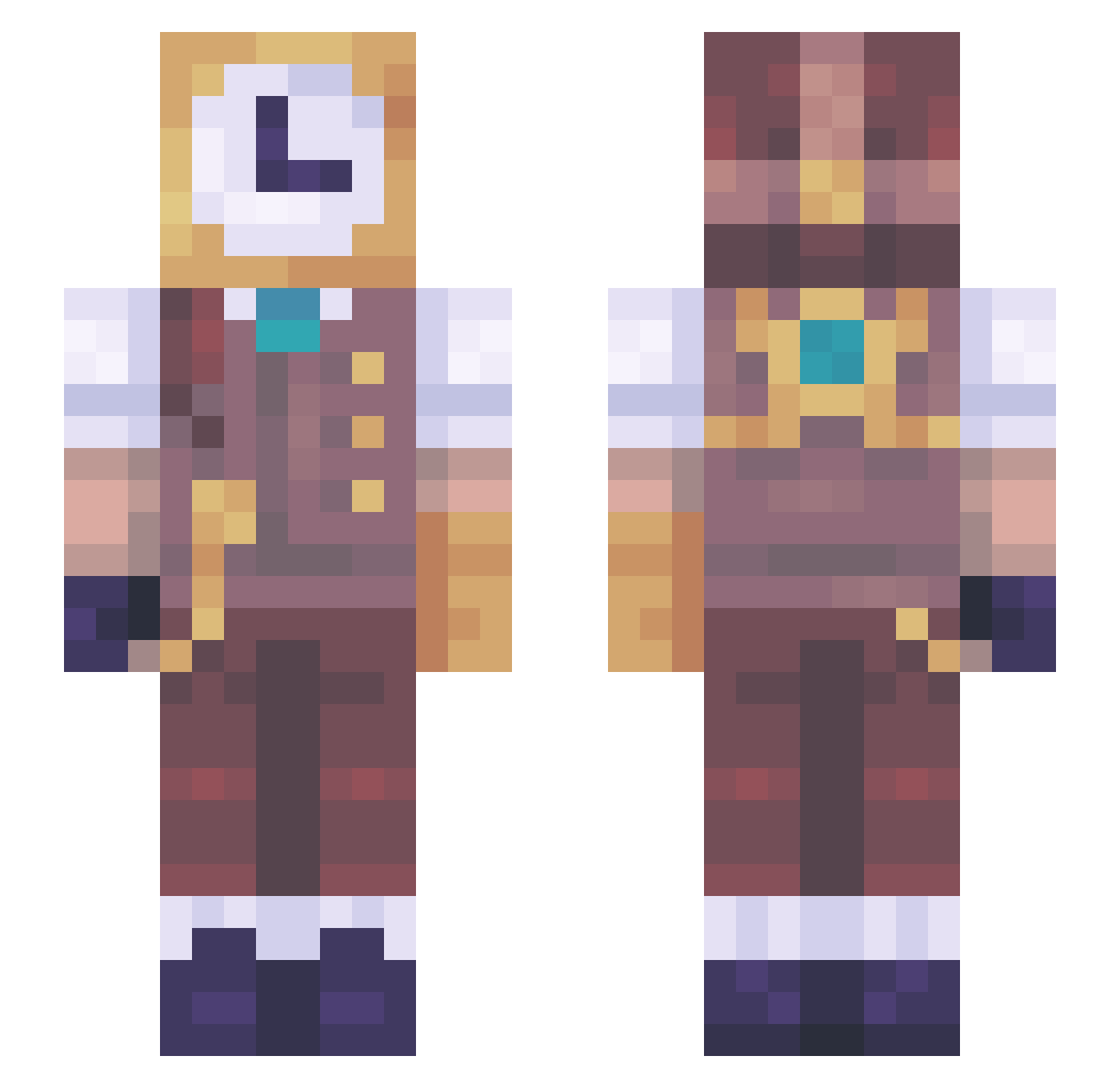 braehemian Minecraft skin, front and back view