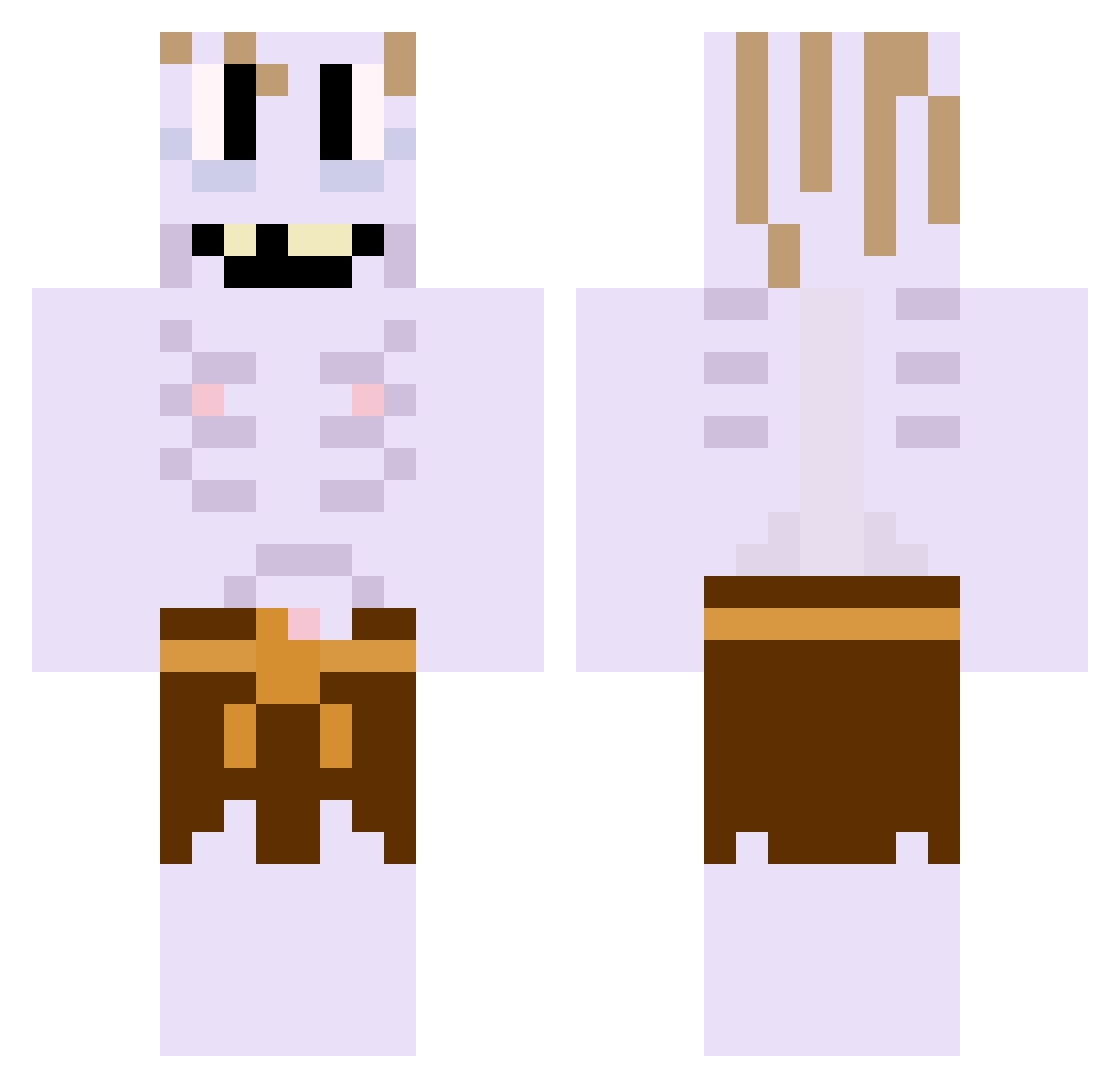 brownish Minecraft skin, front and back view