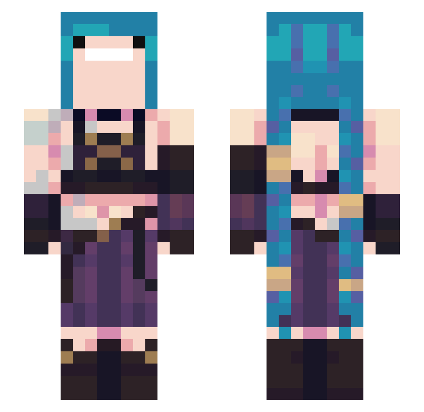 amilleun Minecraft skin, front and back view