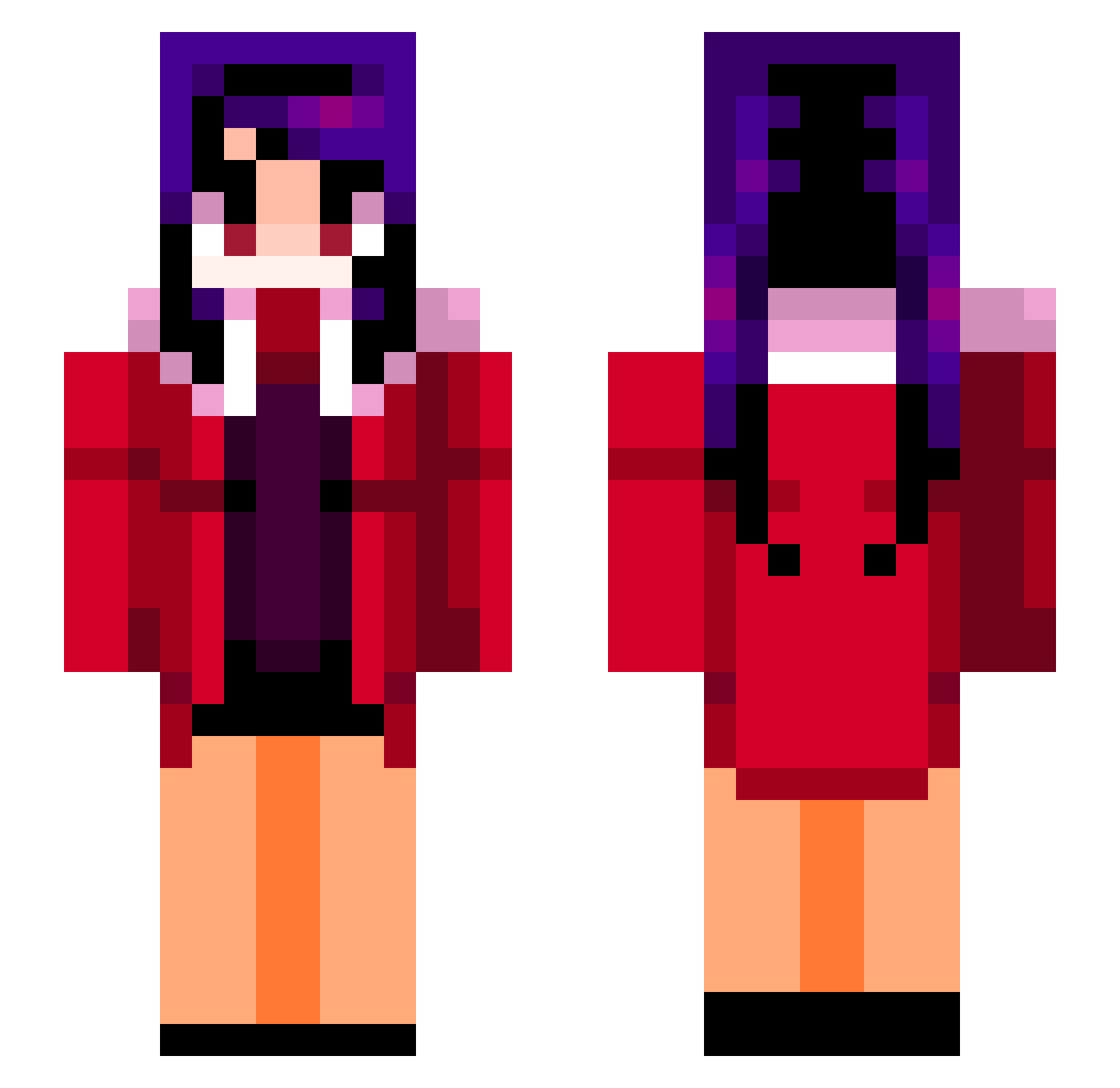 Eauldane Minecraft skin, front and back view