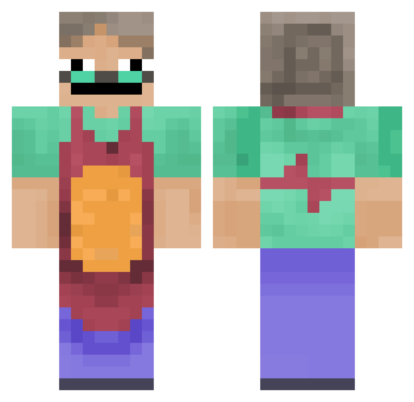 gilderxx Minecraft skin, front and back view