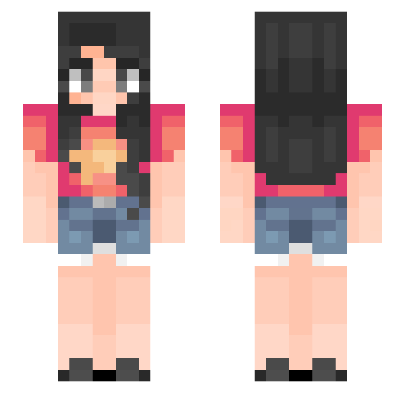 Alienly Minecraft skin, front and back view
