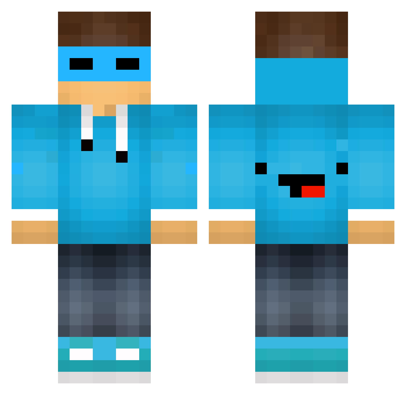 Downtimes Minecraft skin, front and back view