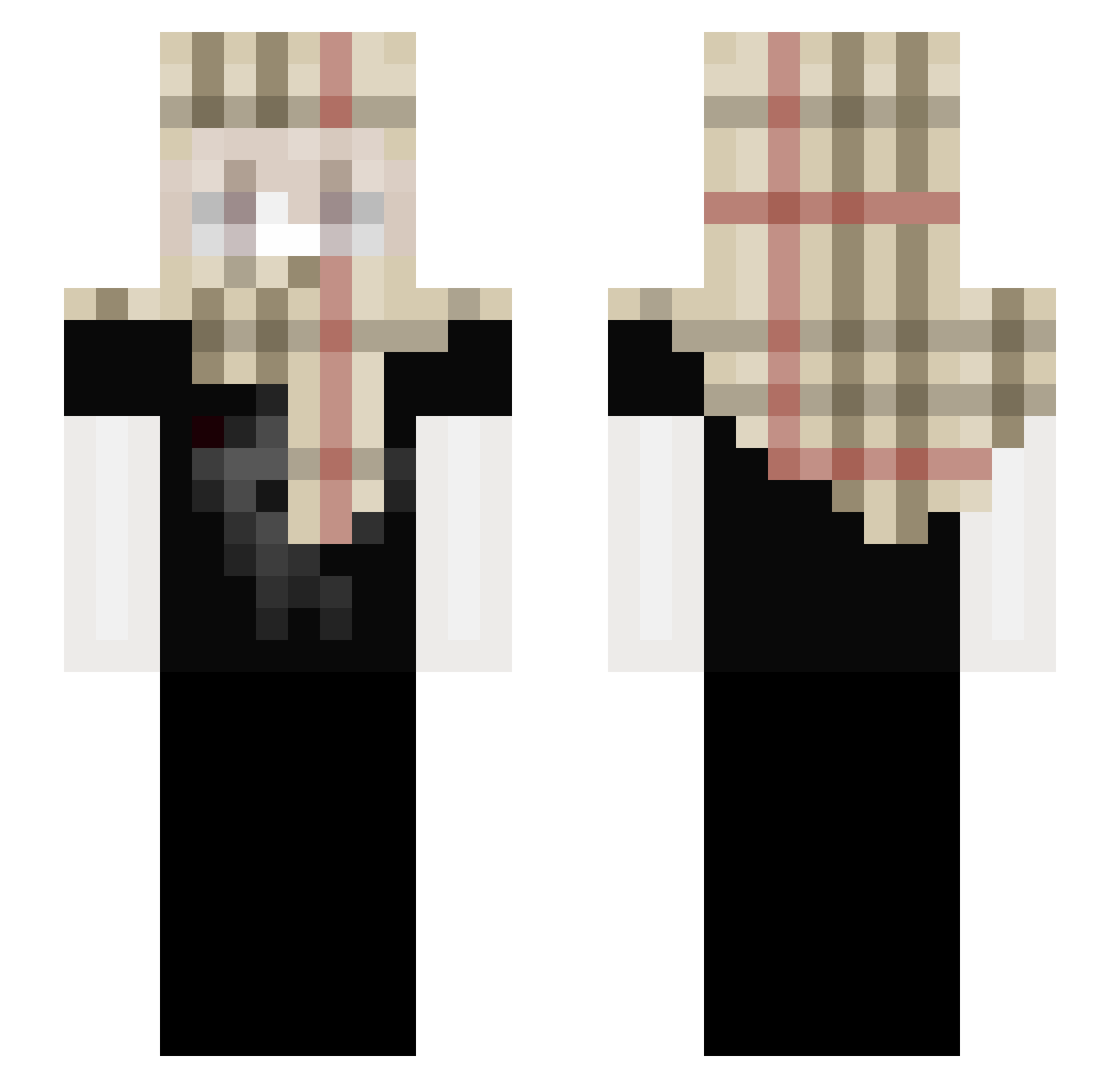 SinAlas Minecraft skin, front and back view