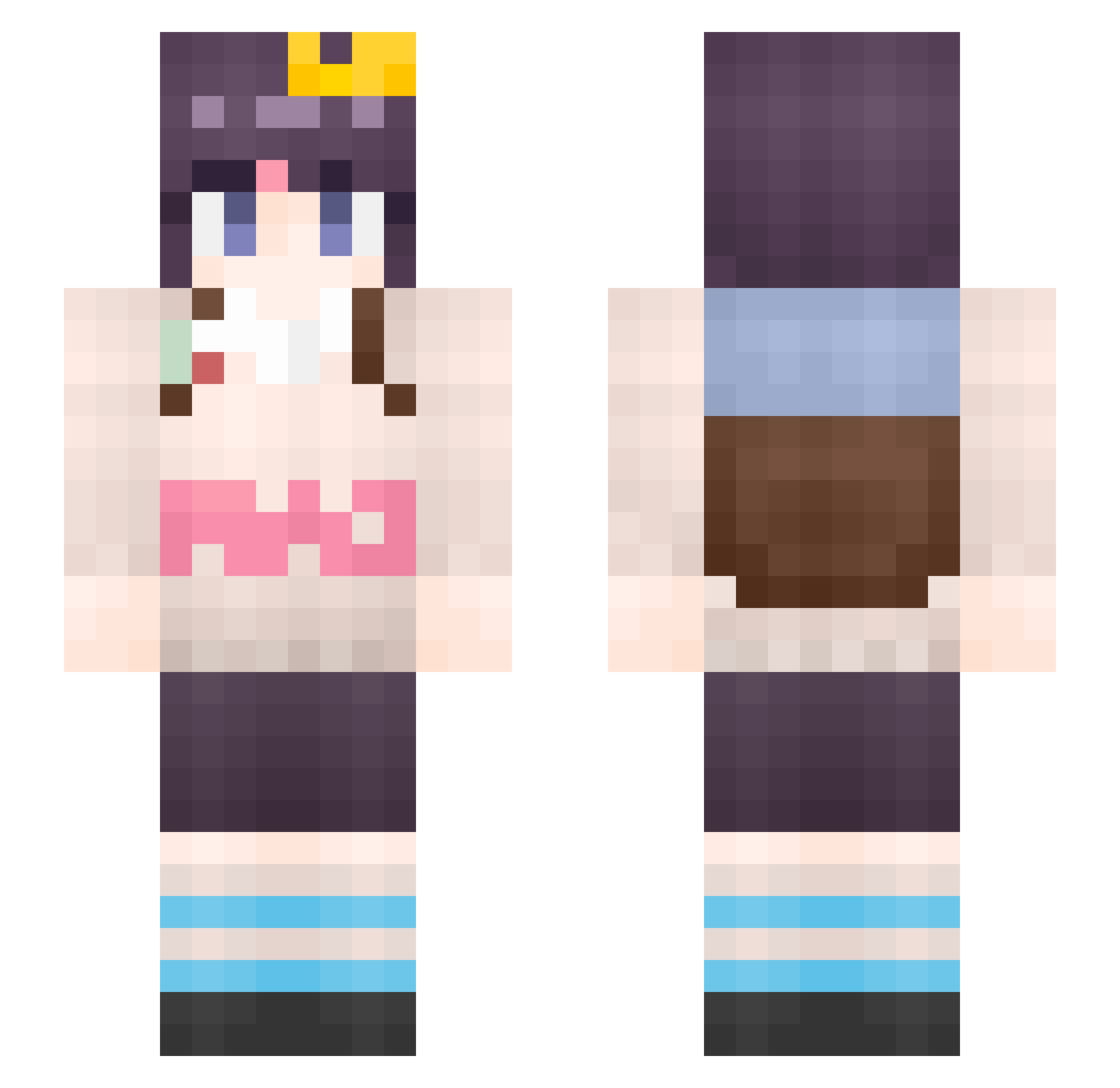 UB421 Minecraft skin, front and back view
