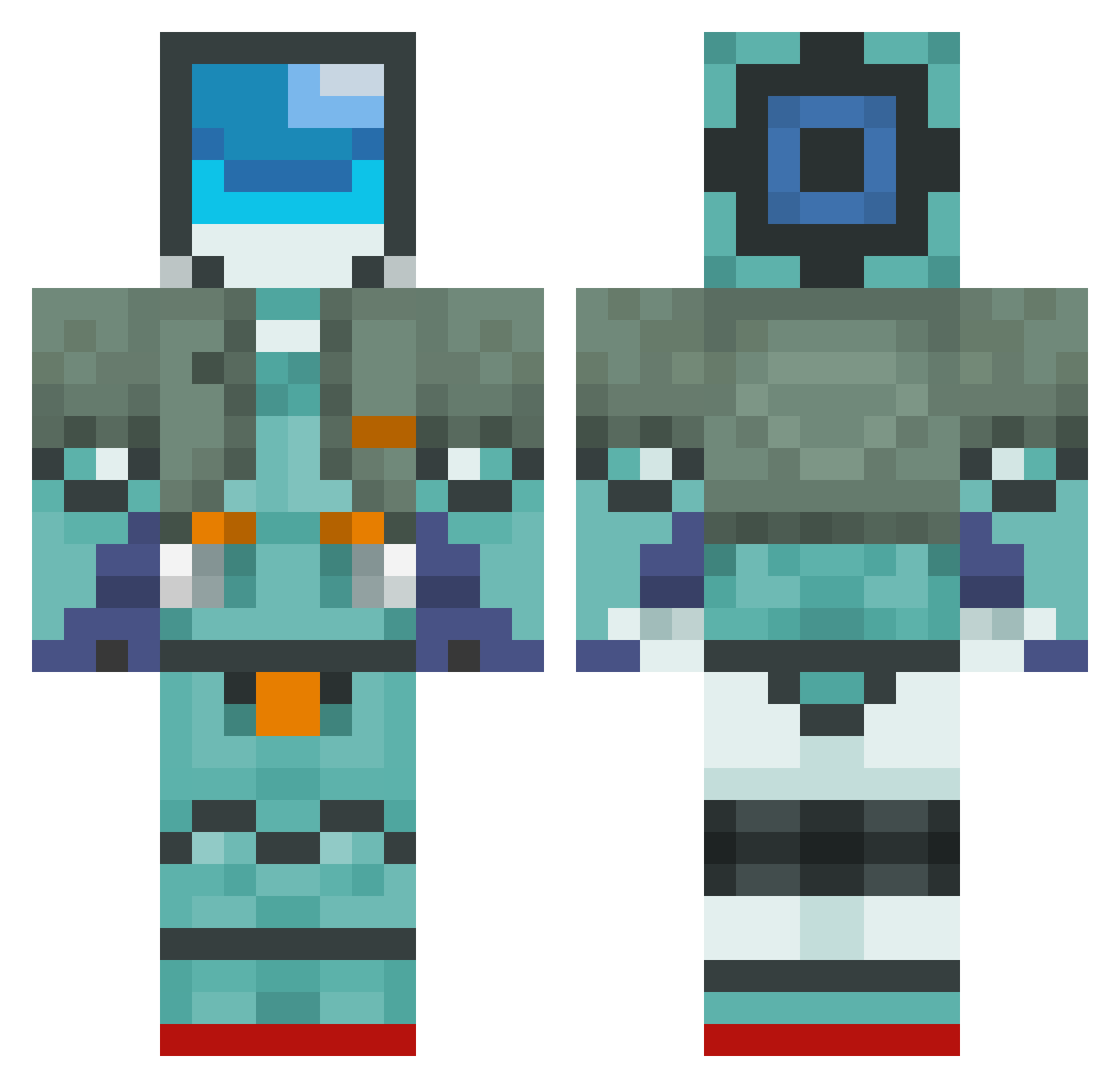 Beepin Minecraft skin, front and back view