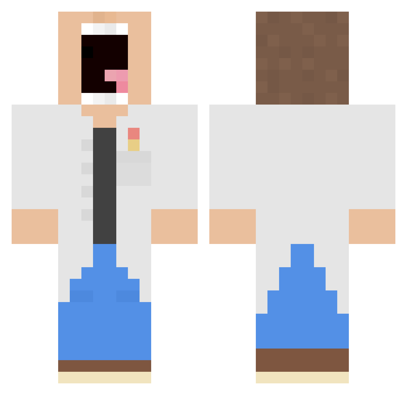 fullcooked Minecraft skin, front and back view