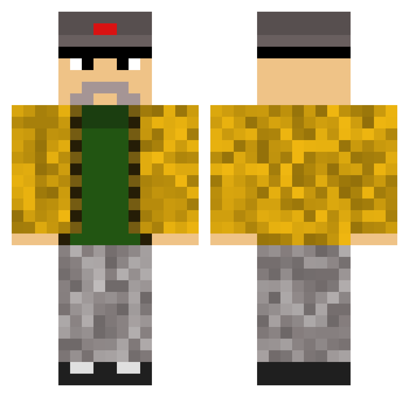 MikoTheBottle Minecraft skin, front and back view