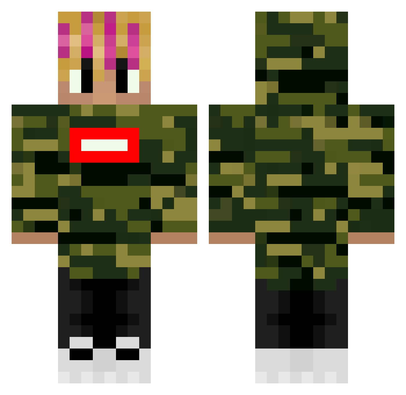 DJAchariss Minecraft skin, front and back view