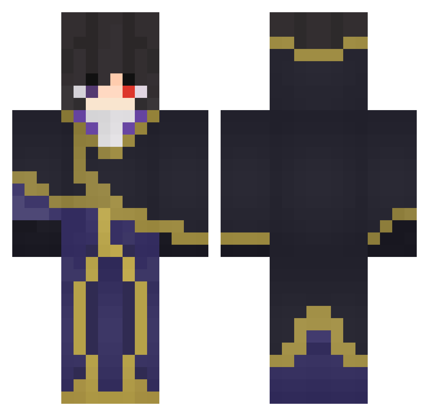TastyAde Minecraft skin, front and back view