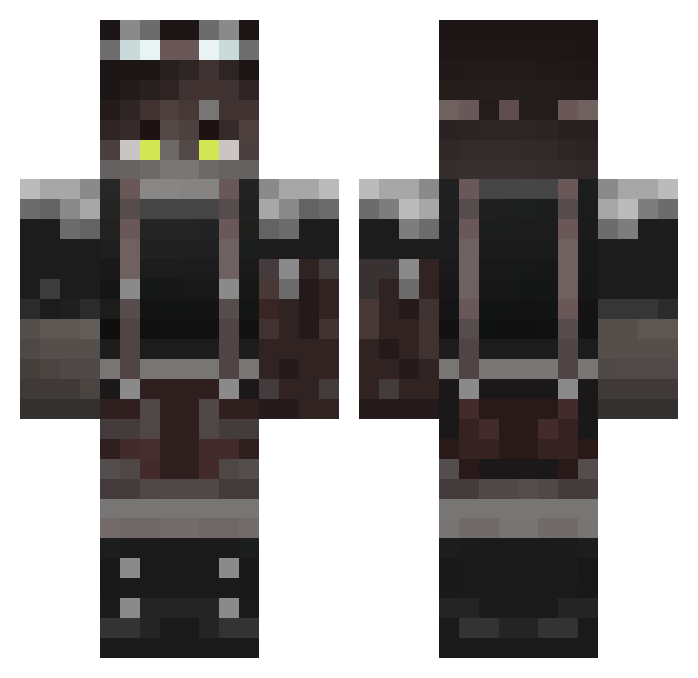 AehYz Minecraft skin, front and back view