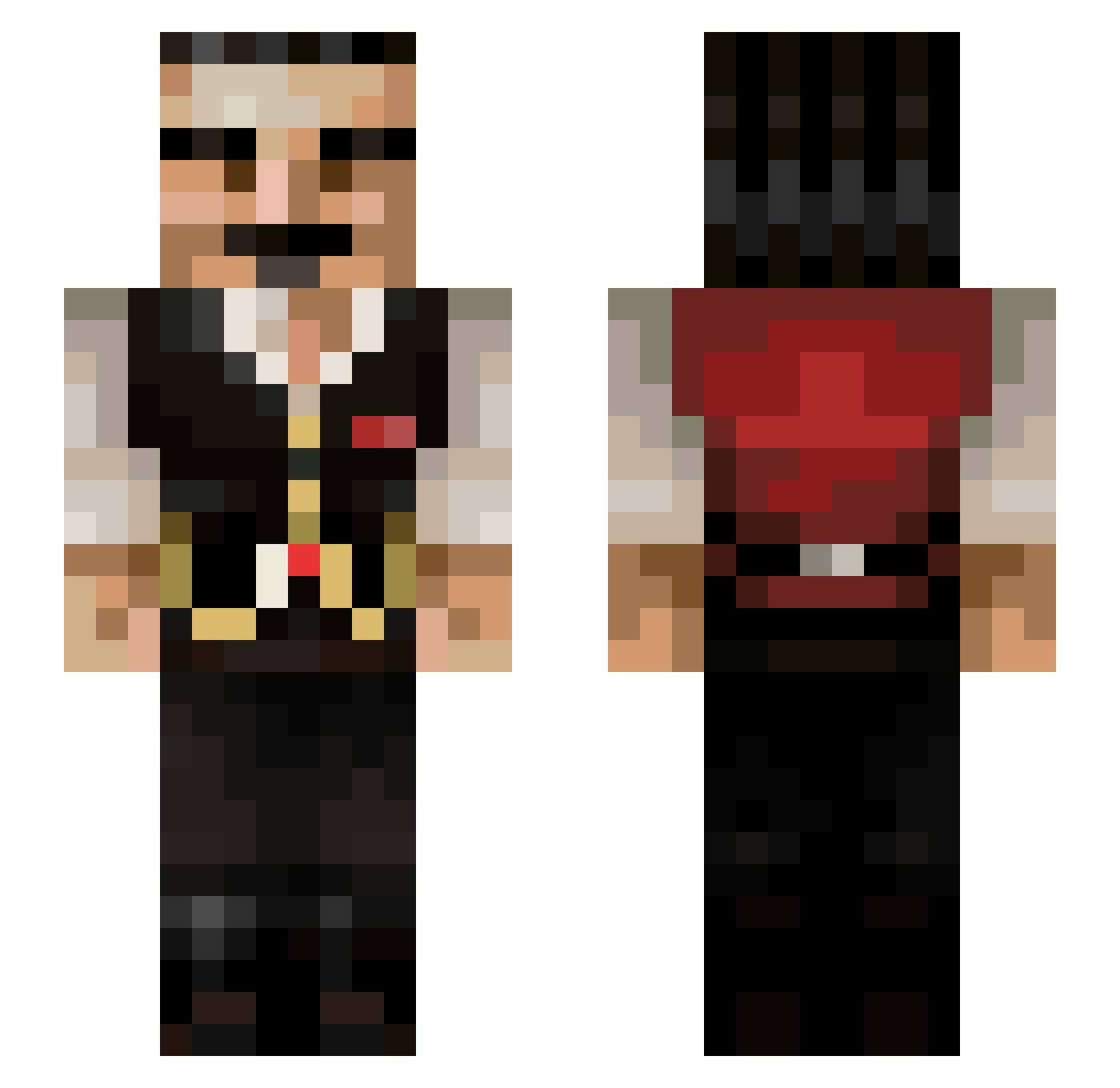 Dektral Minecraft skin, front and back view
