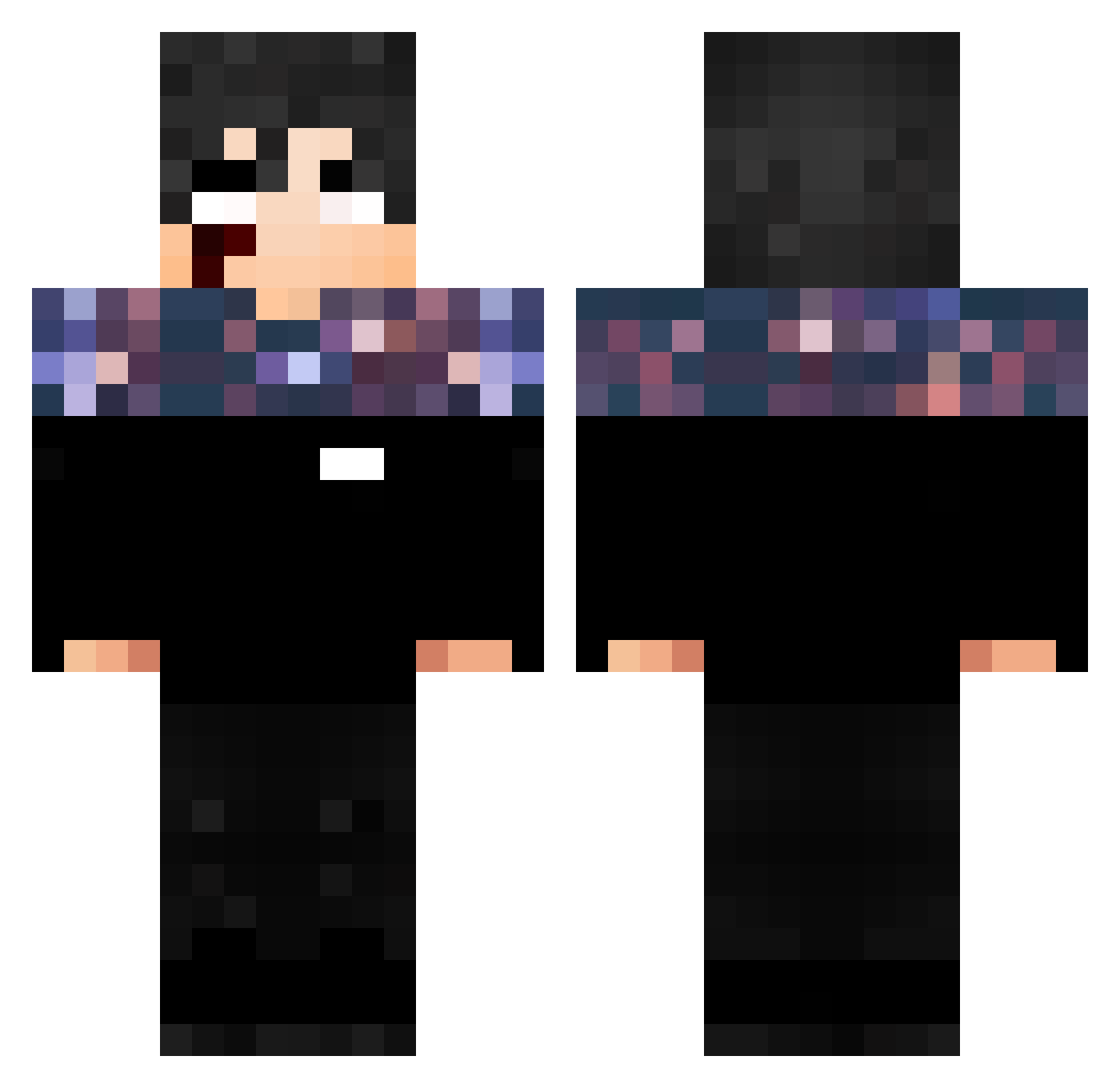 zBaconsad Minecraft skin, front and back view