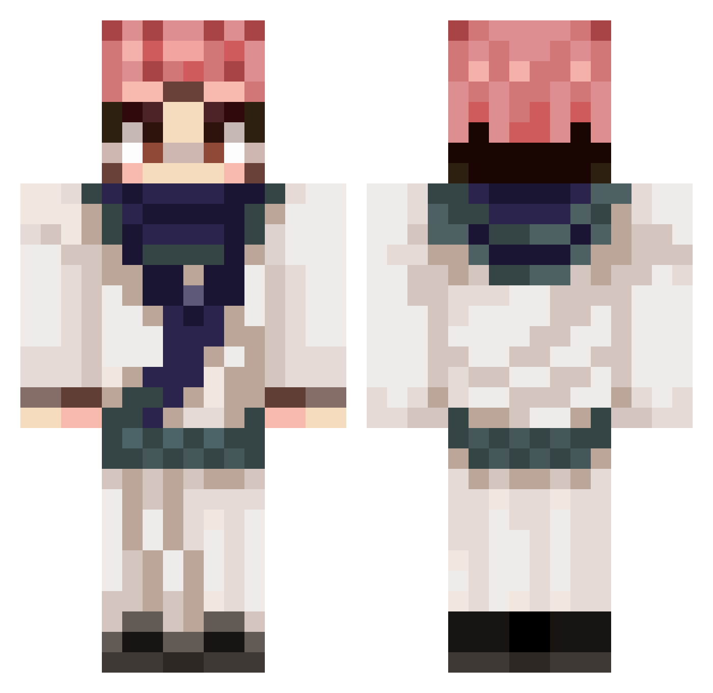 Sucukpunch Minecraft skin, front and back view