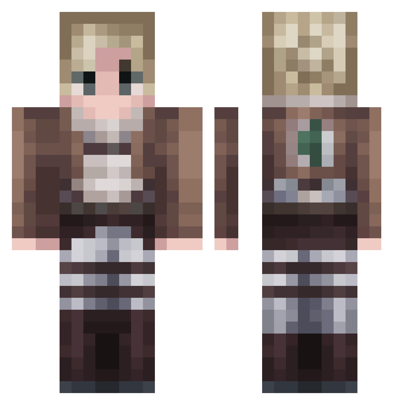 luvvlynessa Minecraft skin, front and back view