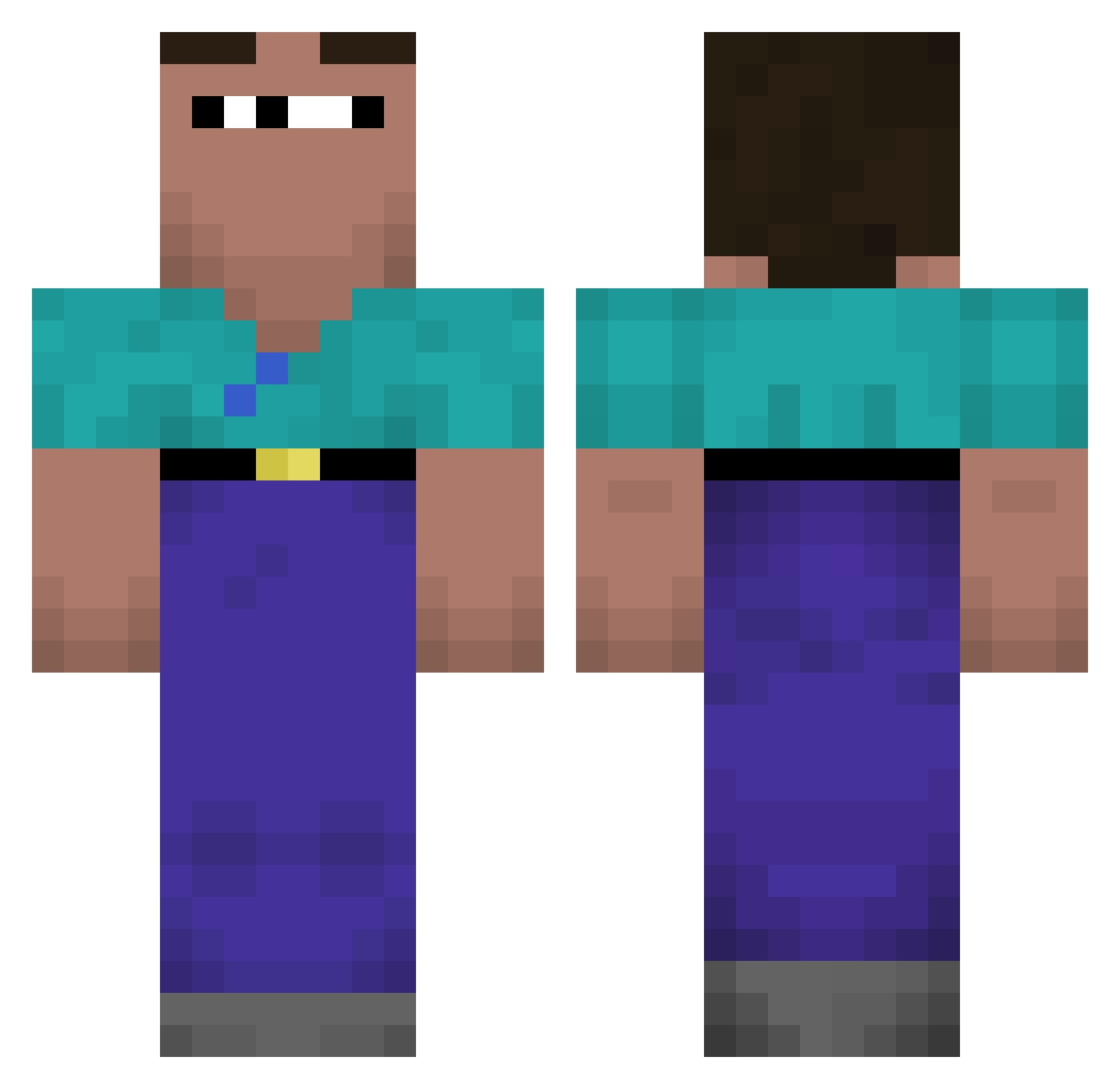 tinglebuge Minecraft skin, front and back view