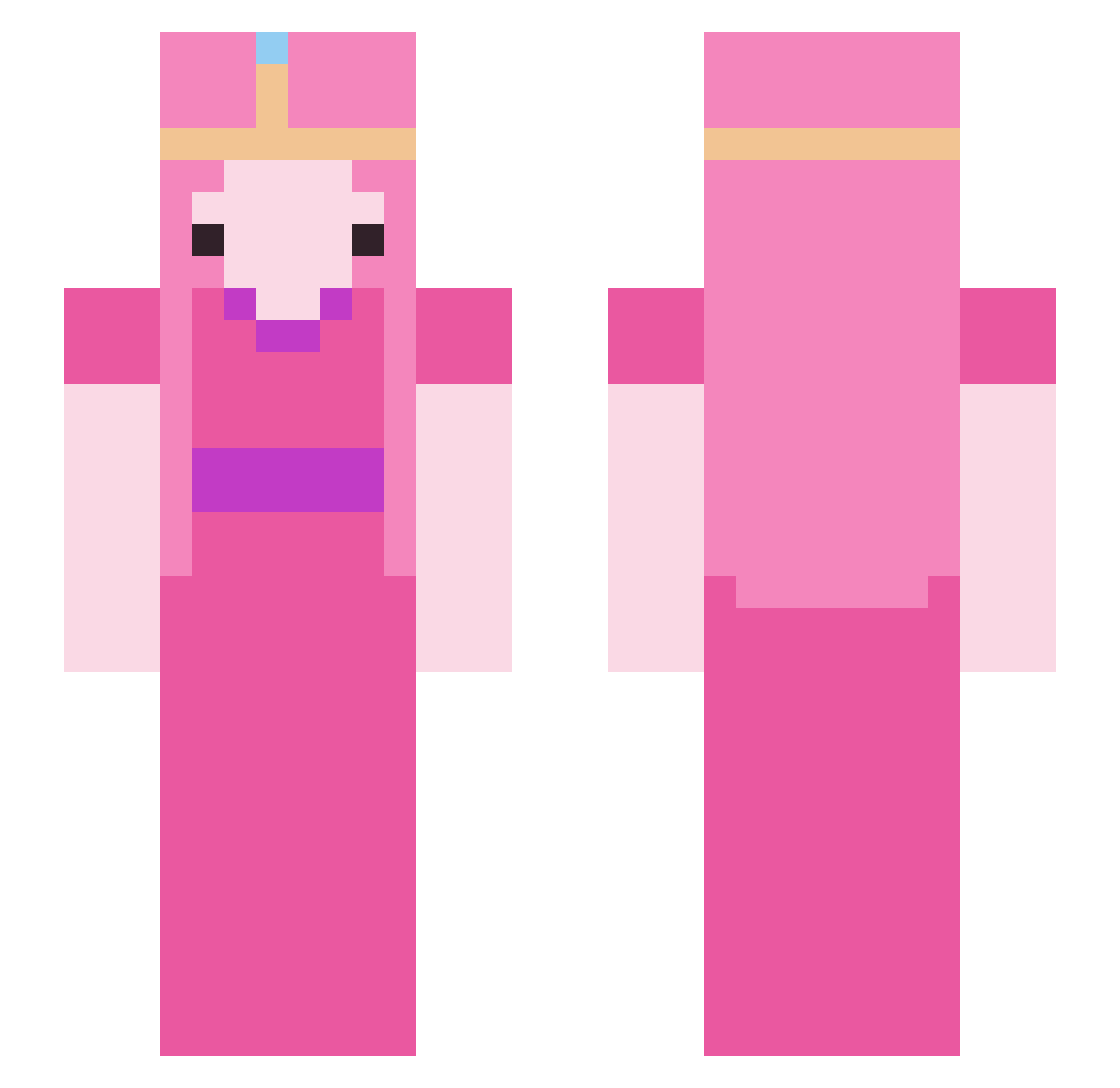 Lyluhs Minecraft skin, front and back view