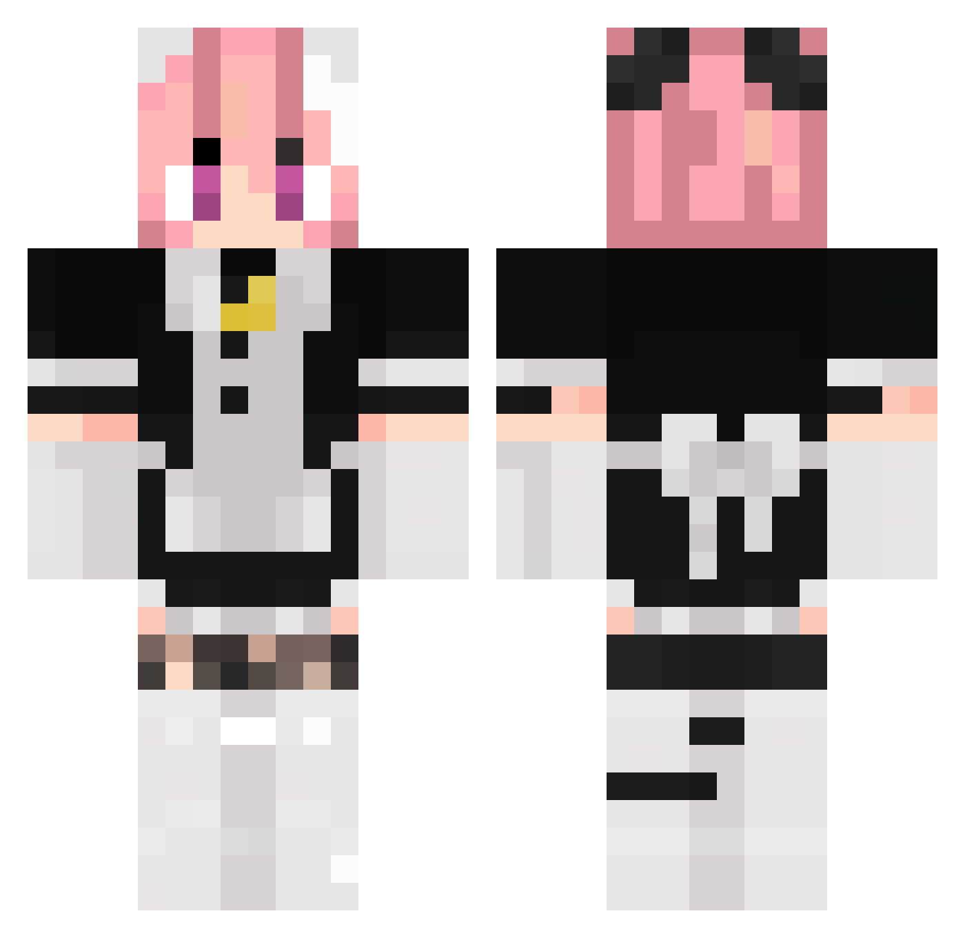 DEMOMAX Minecraft skin, front and back view