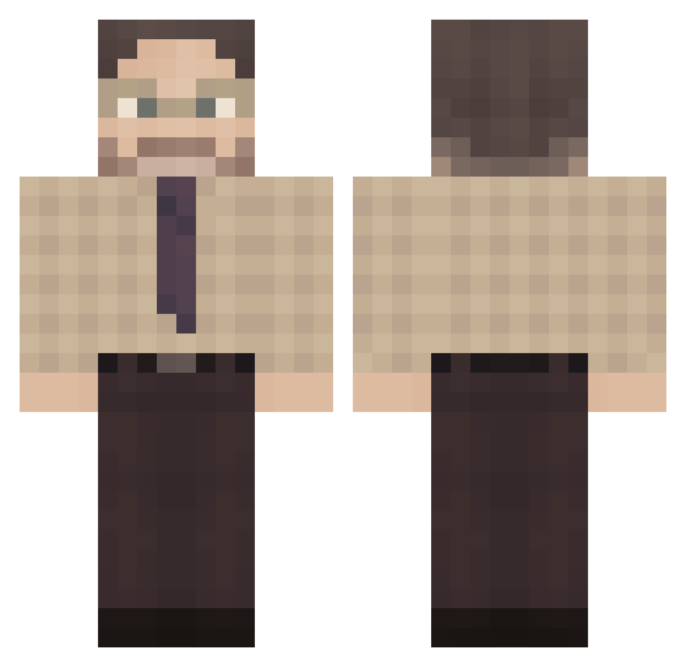 Eyesackk2 Minecraft skin, front and back view