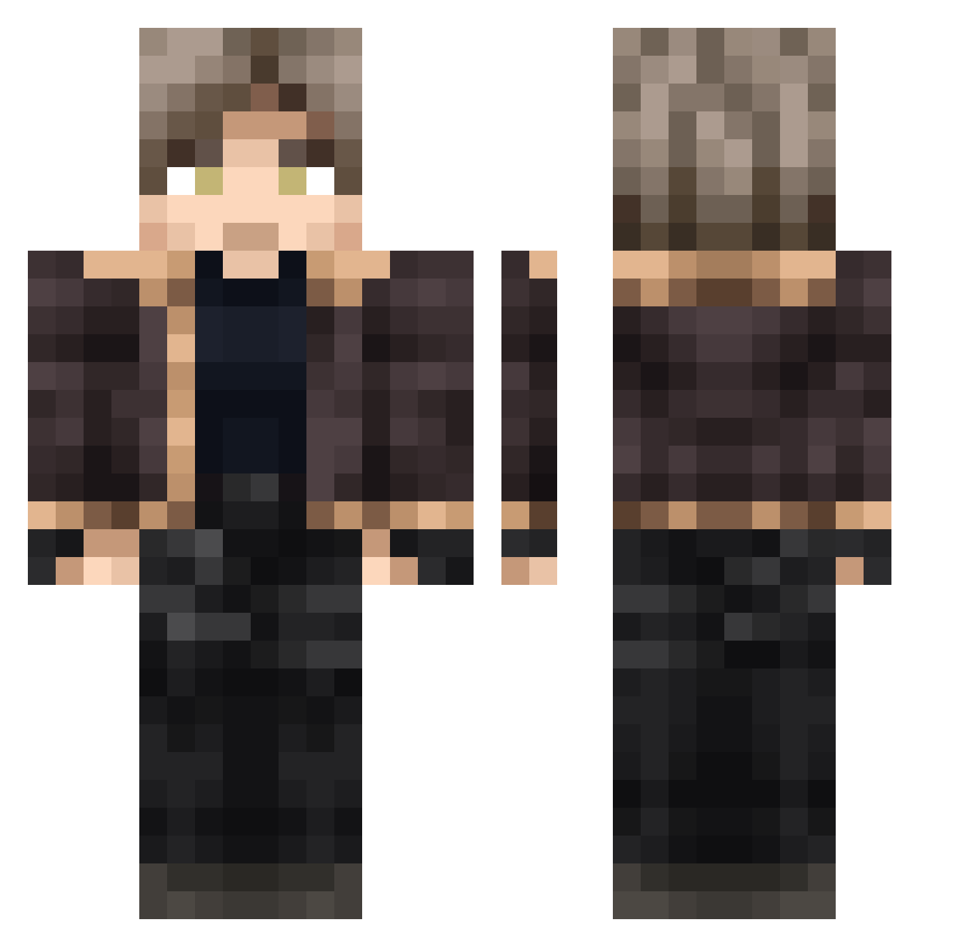 Wilky27 Minecraft skin, front and back view