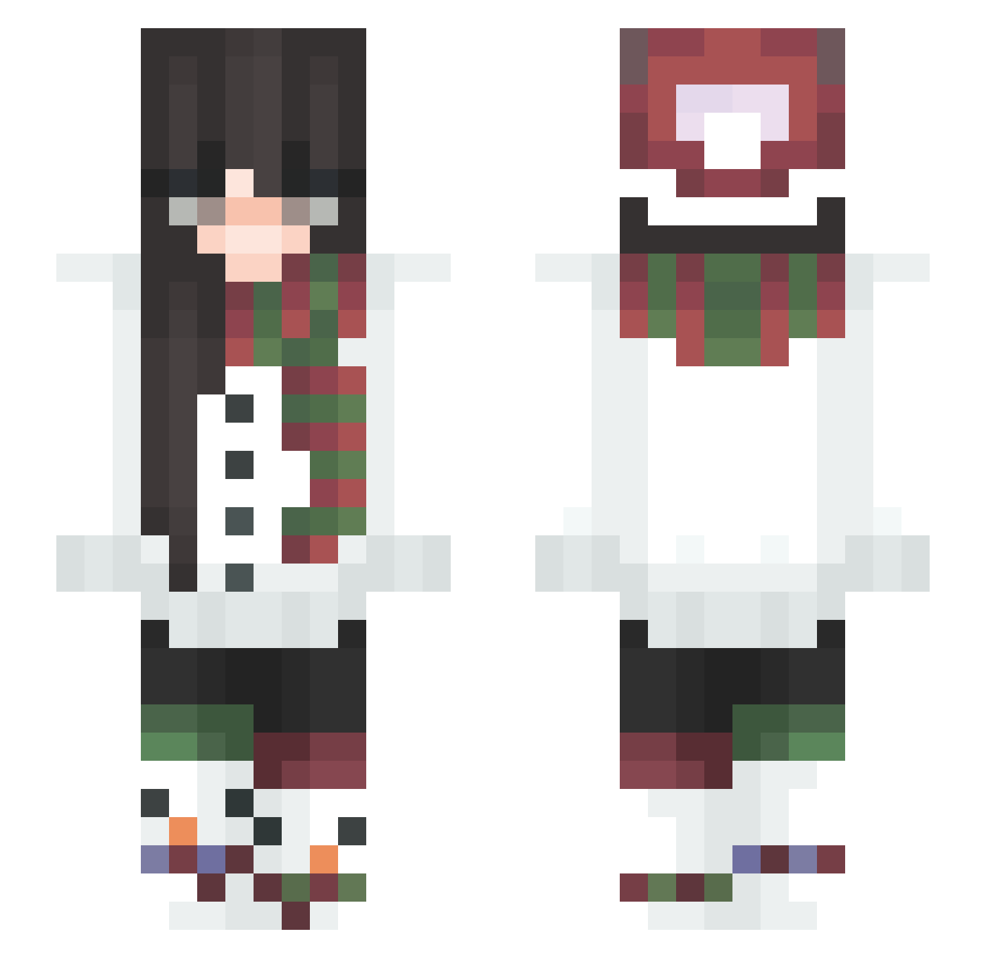 TiscSmells14 Minecraft skin, front and back view