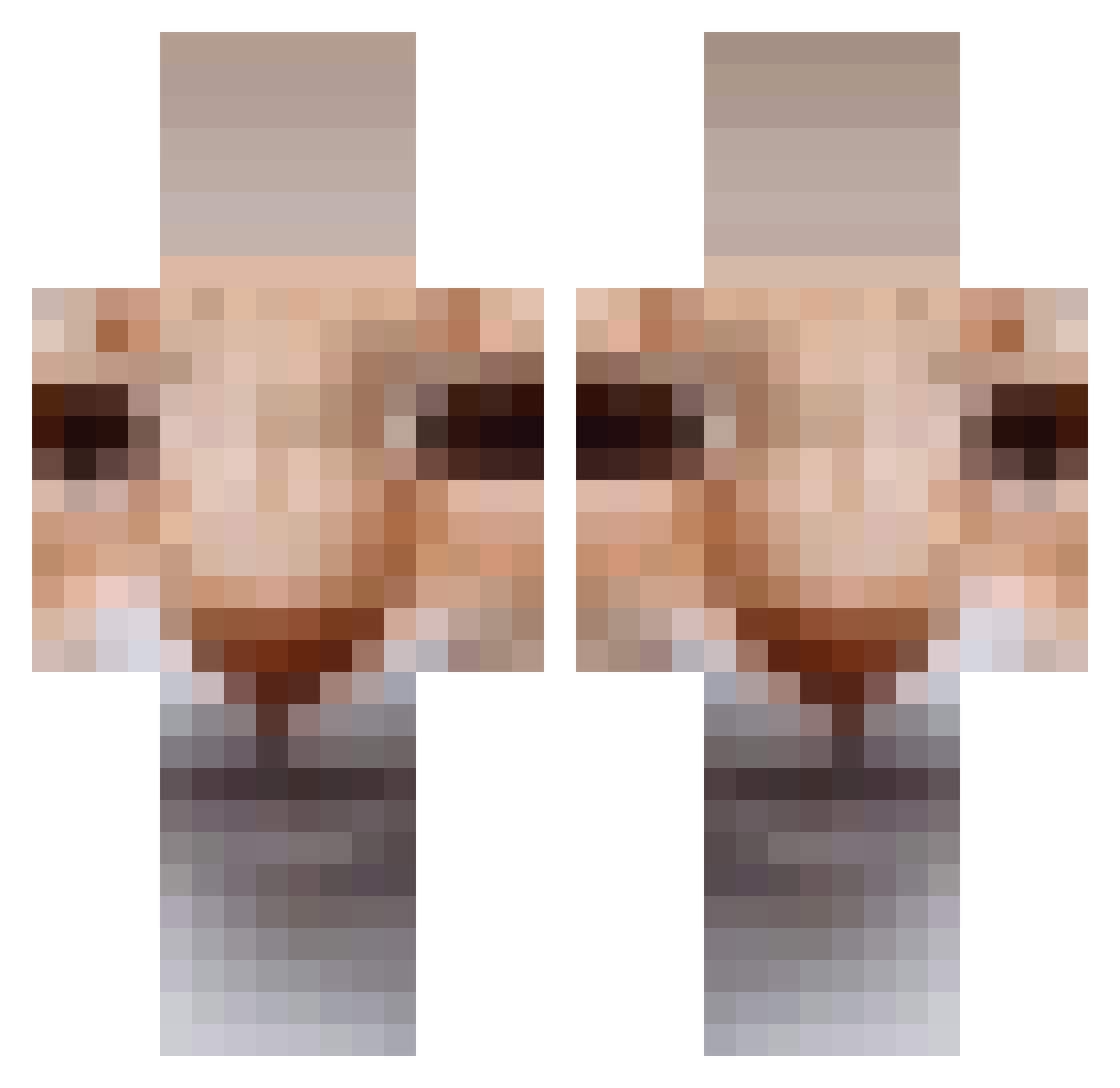 Bachars Minecraft skin, front and back view