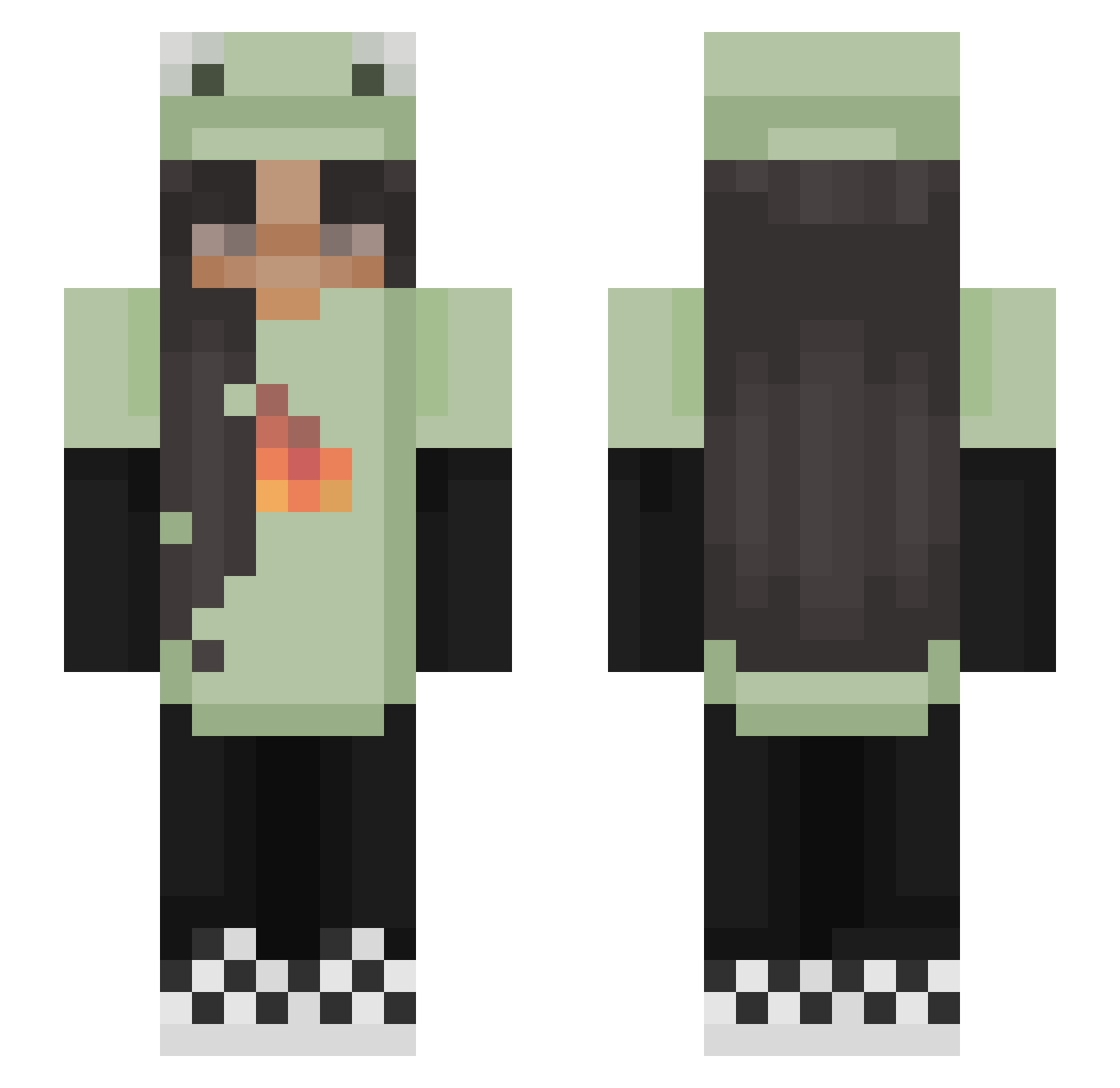 SkySugar Minecraft skin, front and back view
