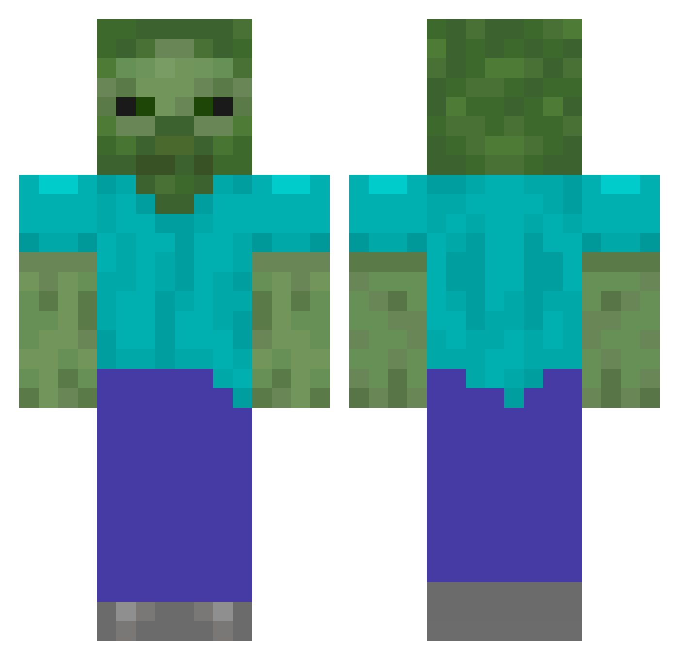 YAG123 Minecraft skin, front and back view