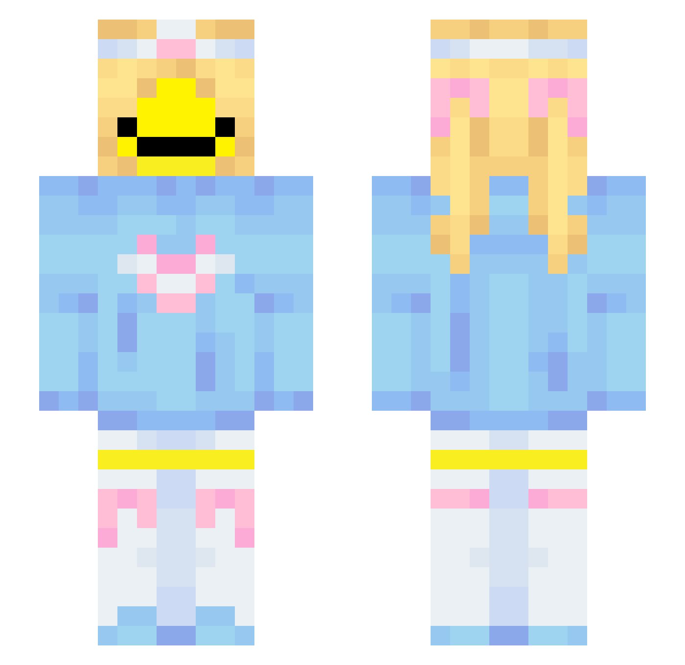 printery Minecraft skin, front and back view