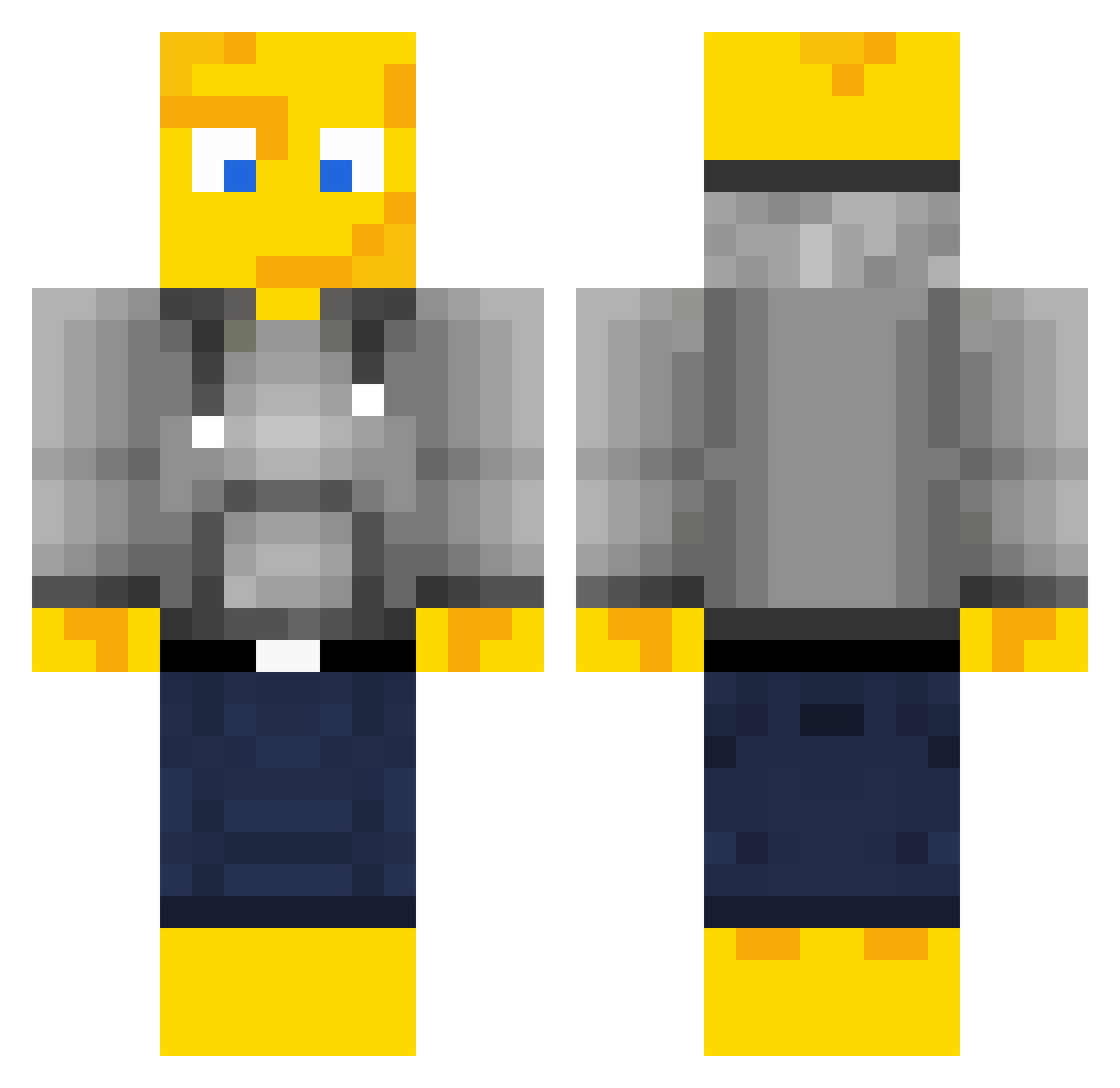 DeadInnit Minecraft skin, front and back view