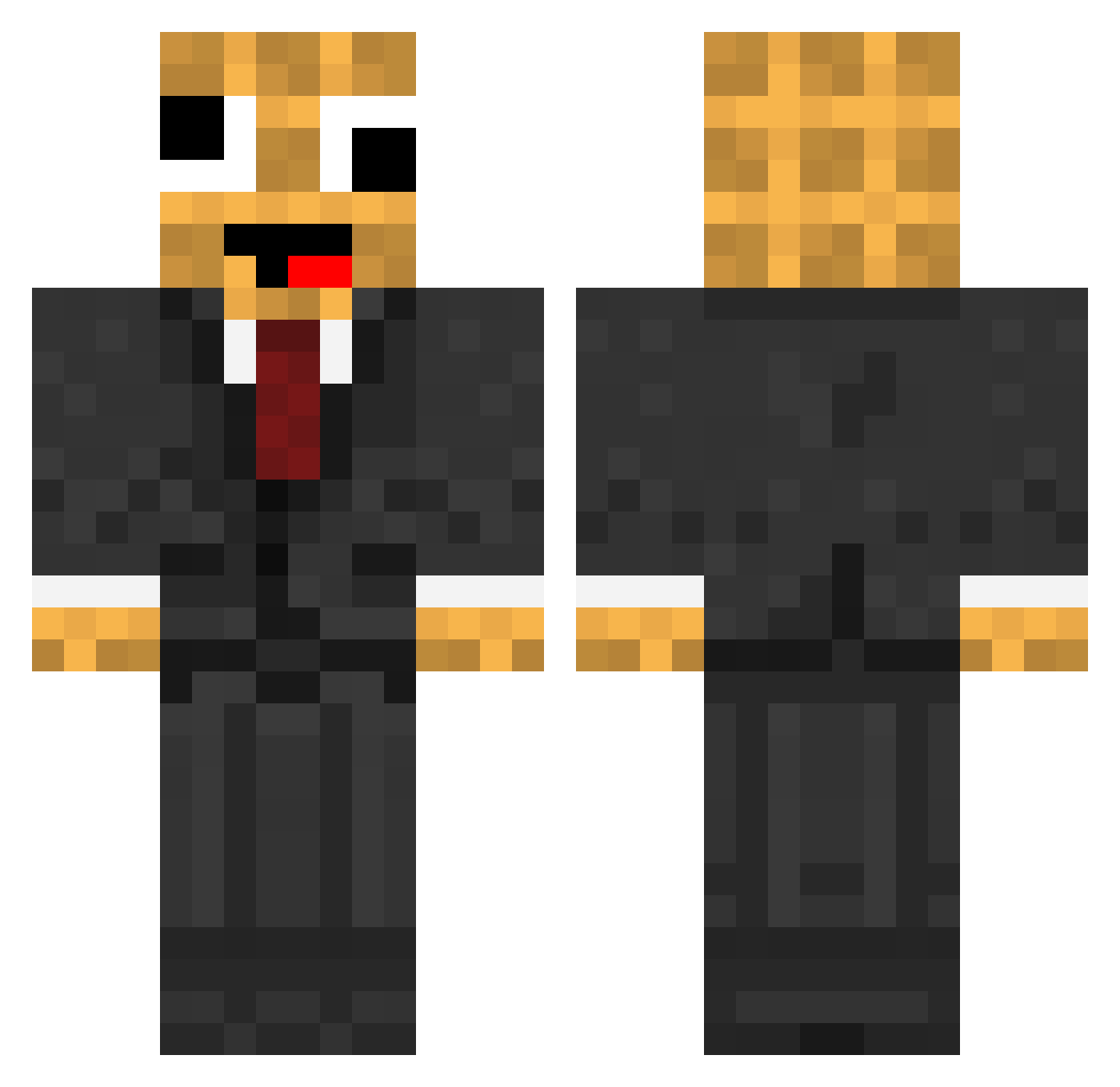 mmaffle Minecraft skin, front and back view