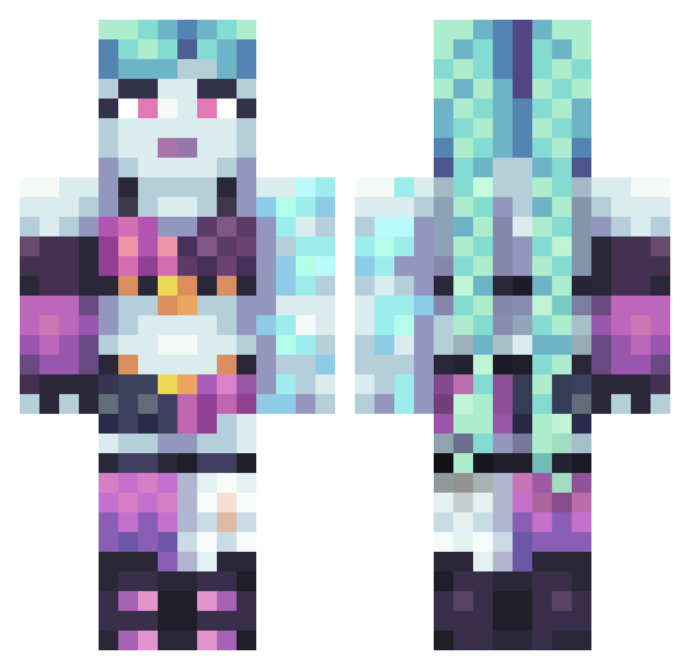 ShiroSLICE Minecraft skin, front and back view
