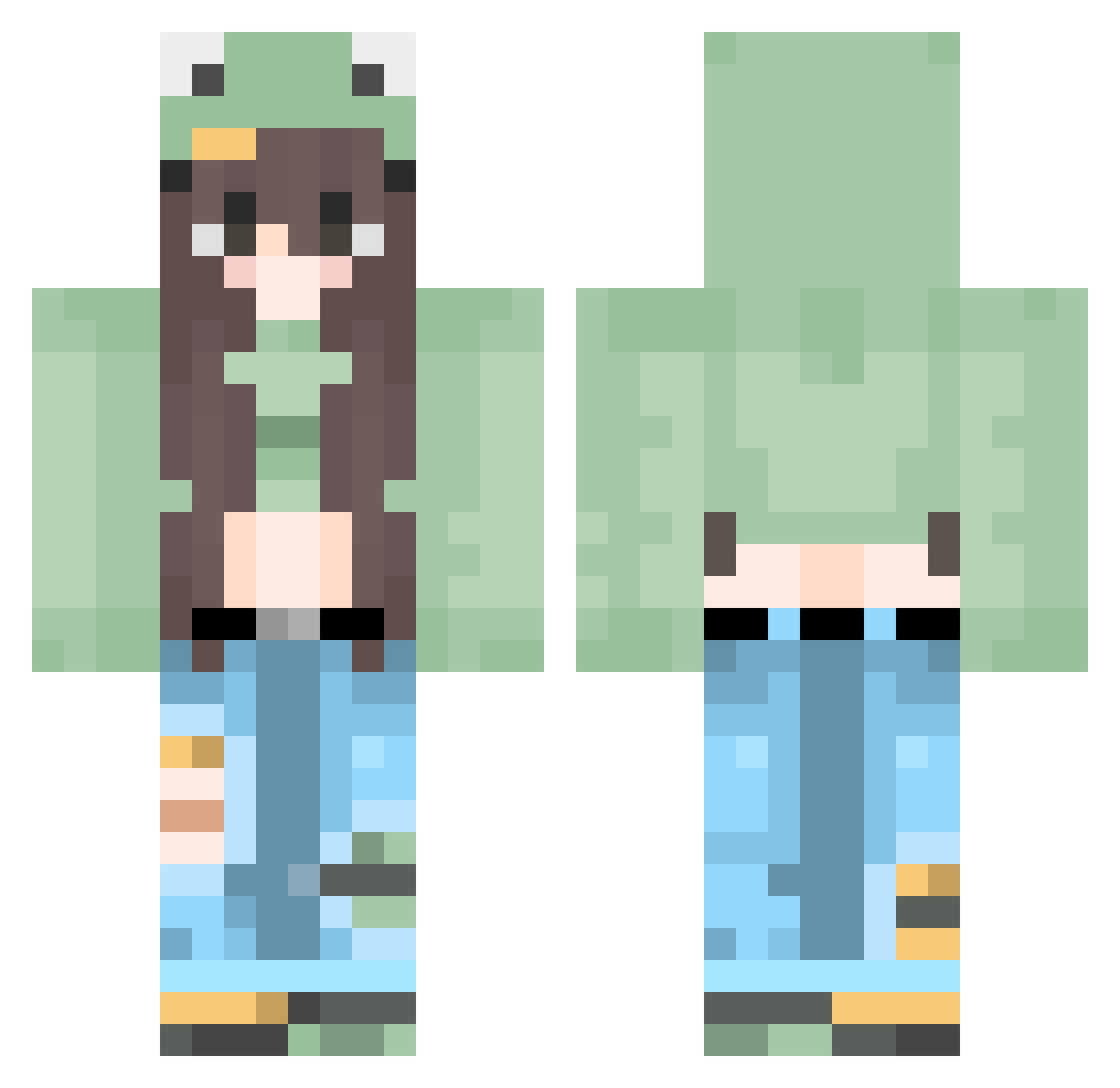 AYENDASH Minecraft skin, front and back view