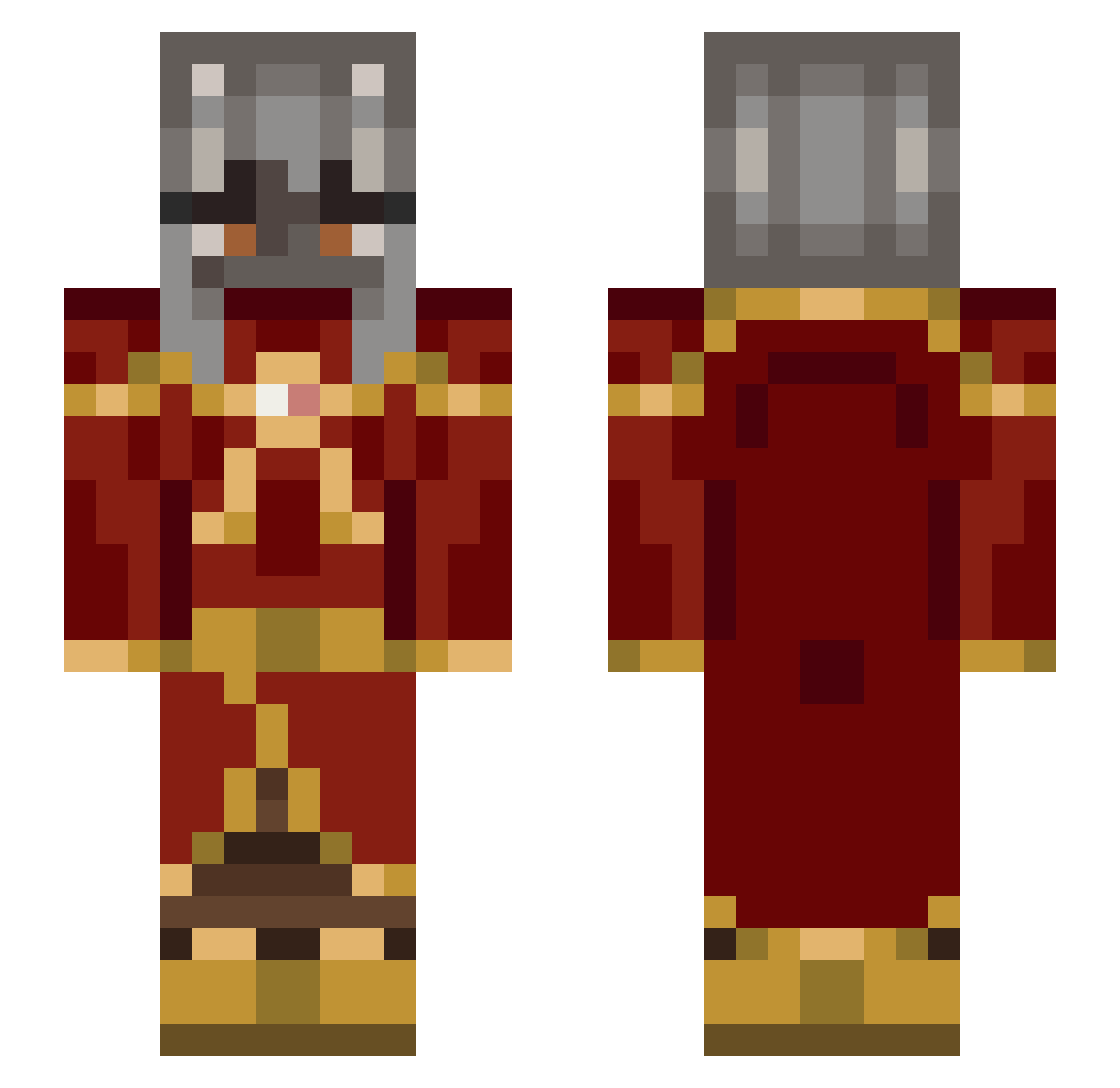 Clef99 Minecraft skin, front and back view
