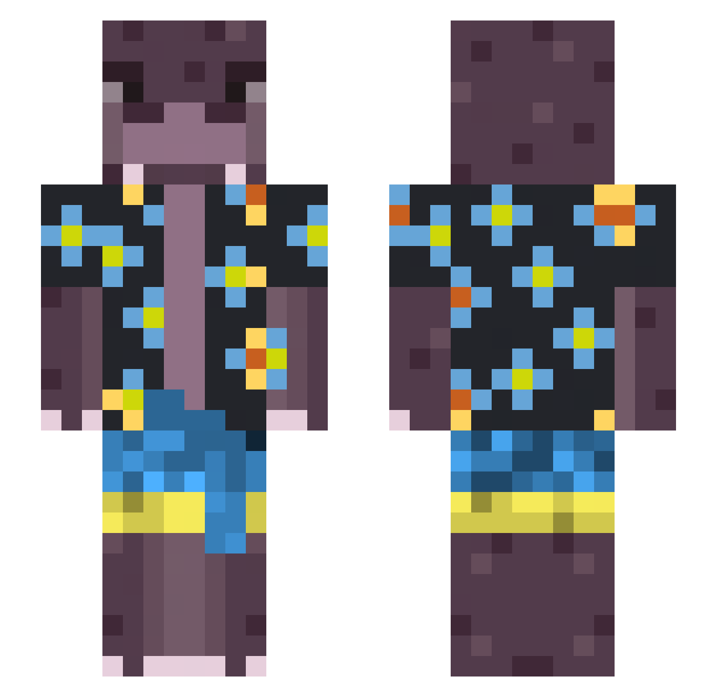 Tapir Minecraft skin, front and back view