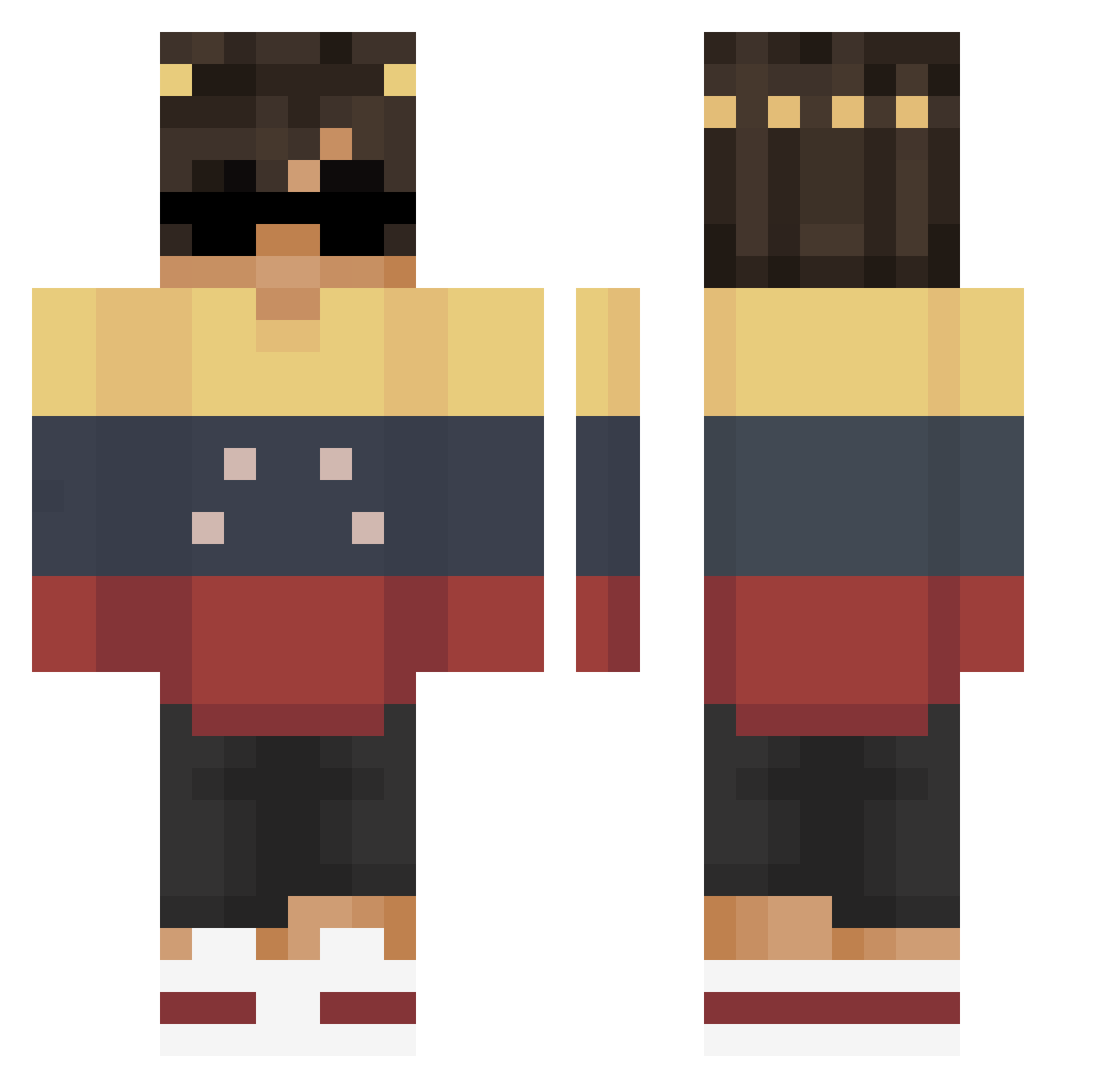 Venezuel4Gam3rHD Minecraft skin, front and back view
