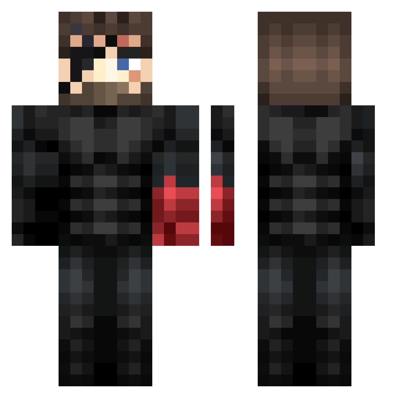 Brubrinho Minecraft skin, front and back view