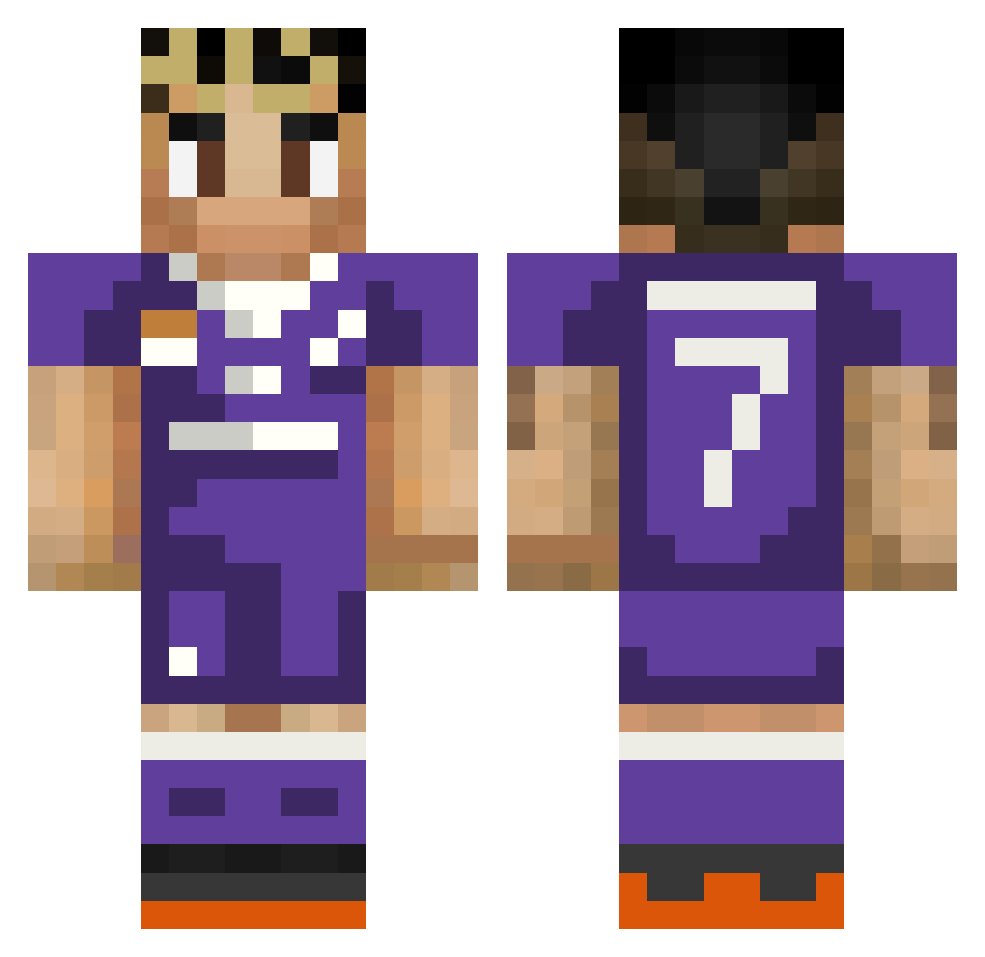 Sheneuh Minecraft skin, front and back view