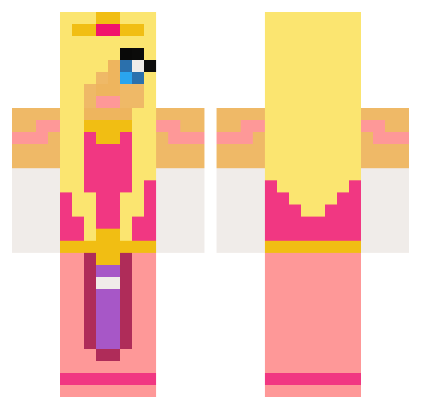 Introducing Minecraft skin, front and back view