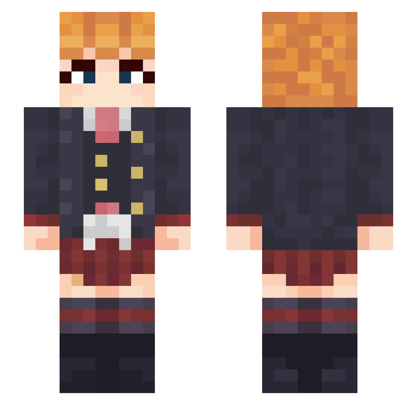 Aqua Minecraft skin, front and back view