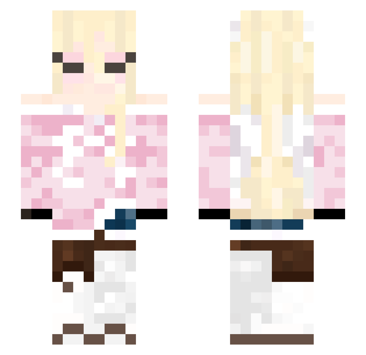 QueenClaudini Minecraft skin, front and back view