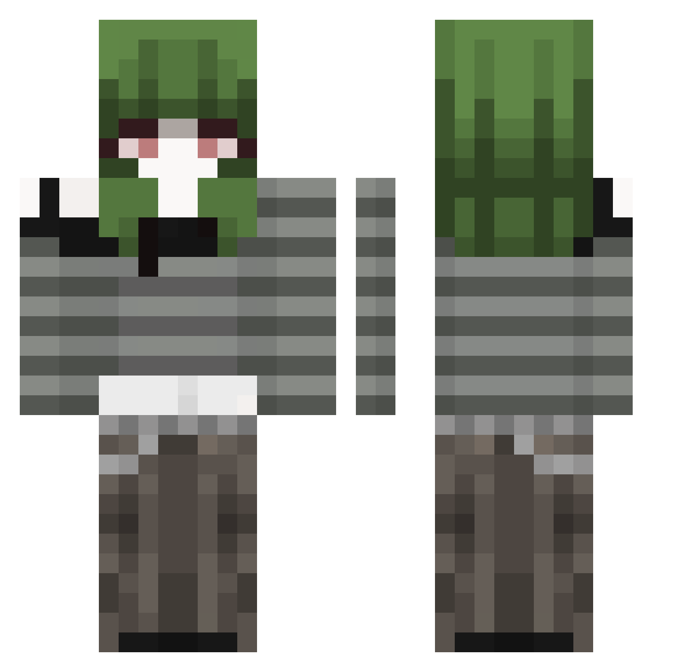 Shearman Minecraft skin, front and back view