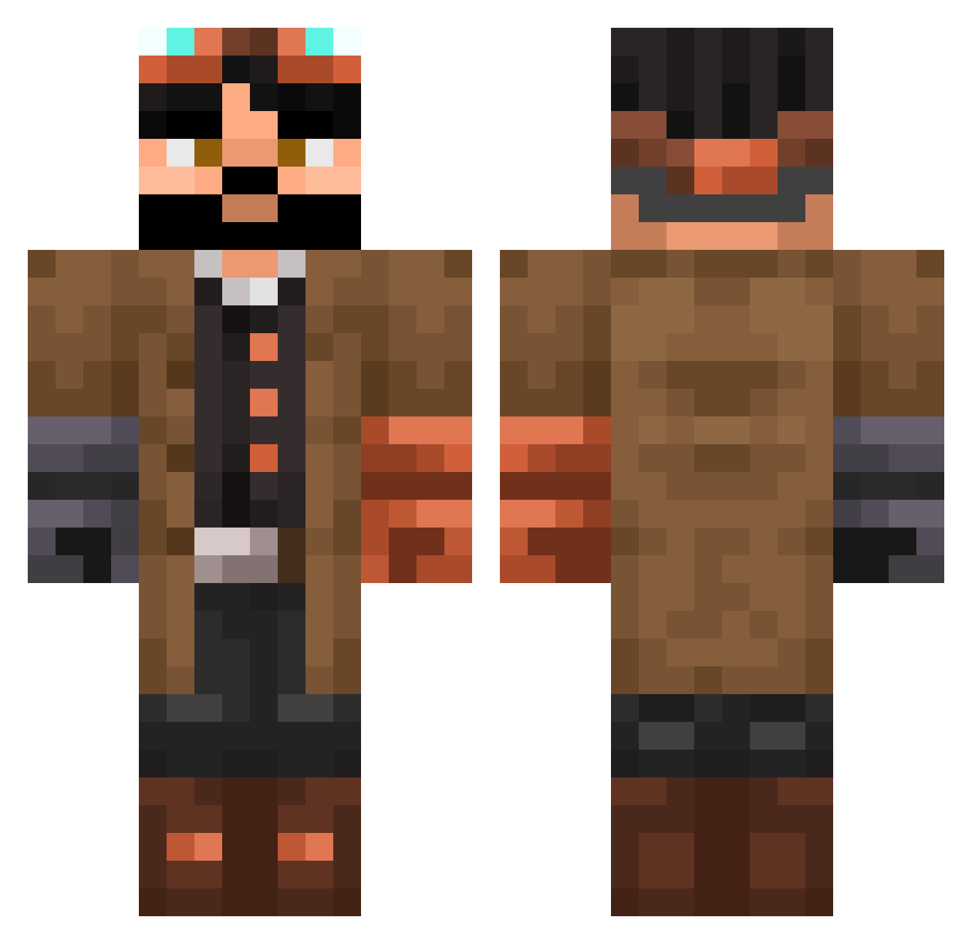 ReveredShadow Minecraft skin, front and back view