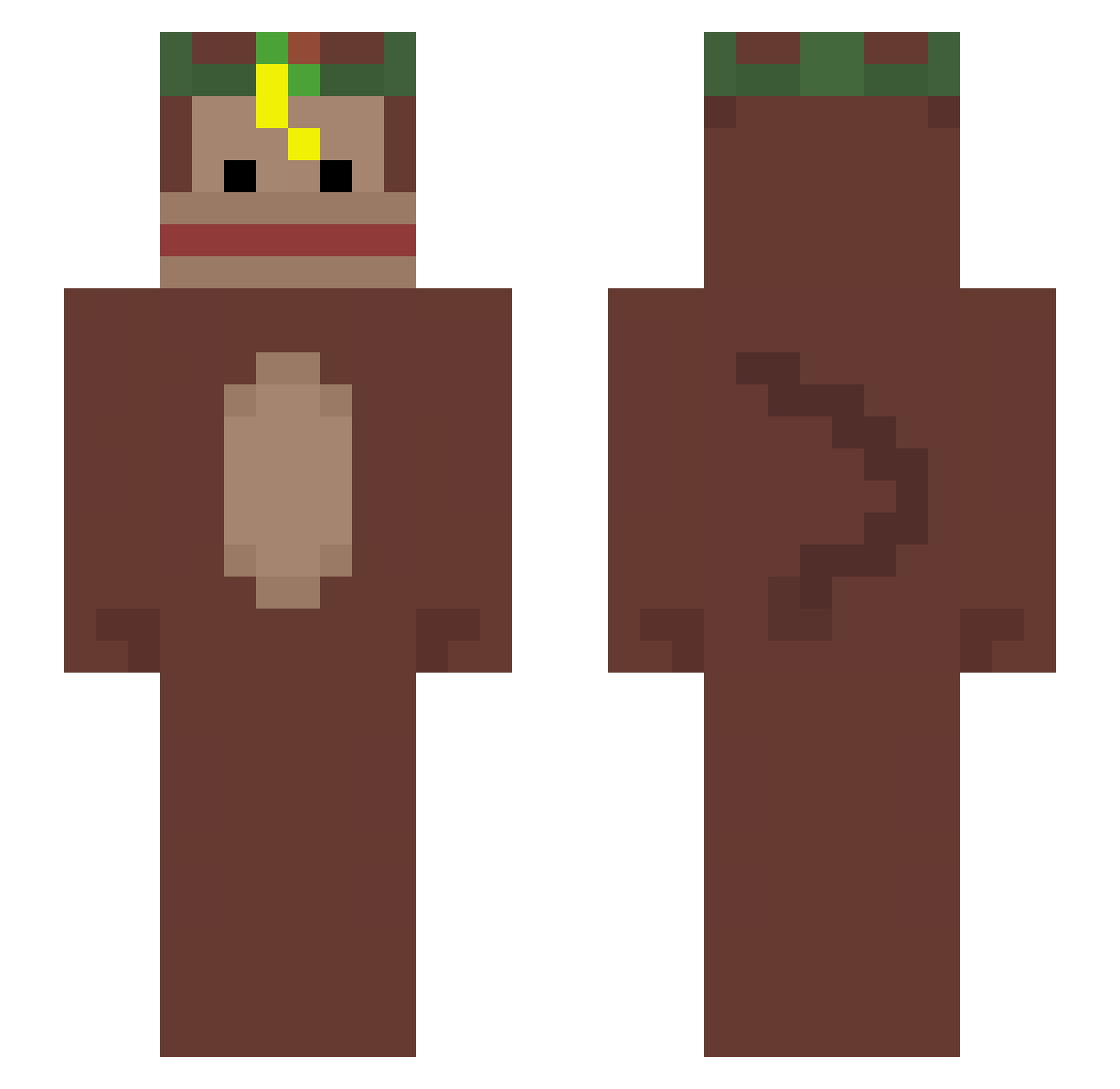 Monkeboi_64 Minecraft skin, front and back view