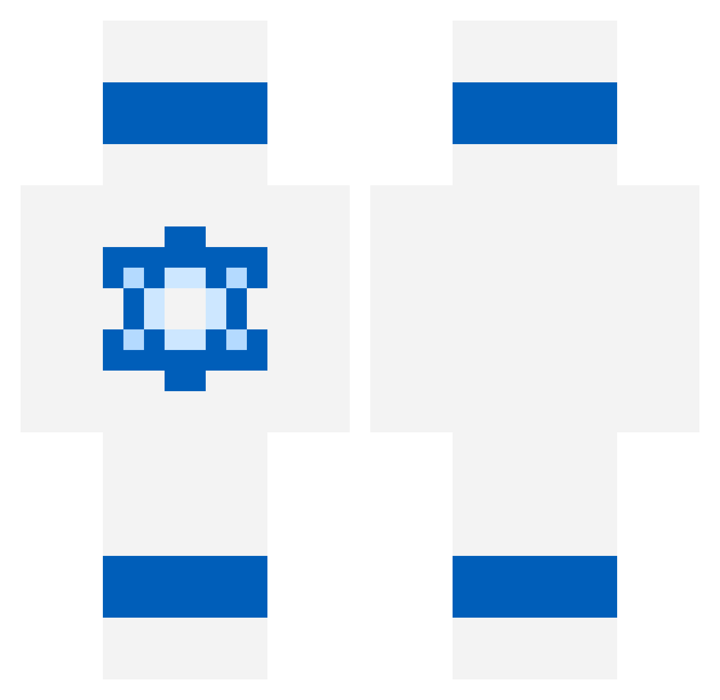 Hypersuperduber Minecraft skin, front and back view